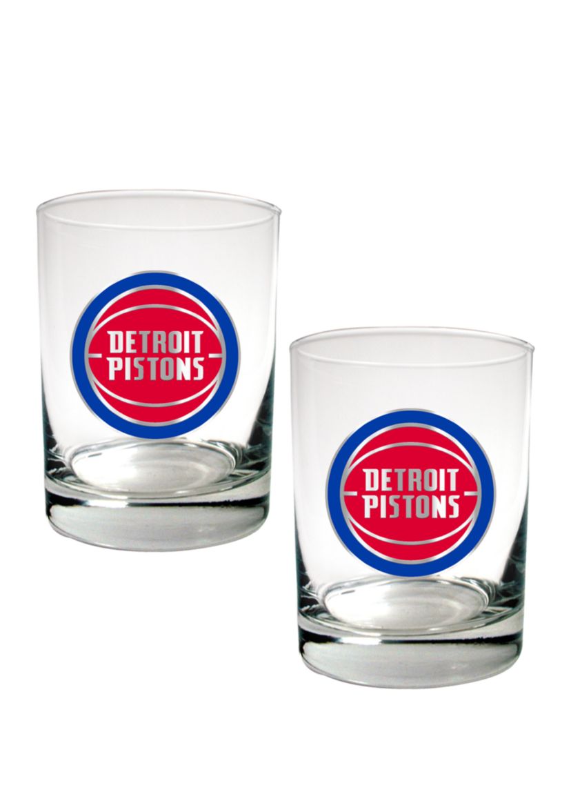 NBA Detroit Pistons Set of 2 Rocks Glass Set