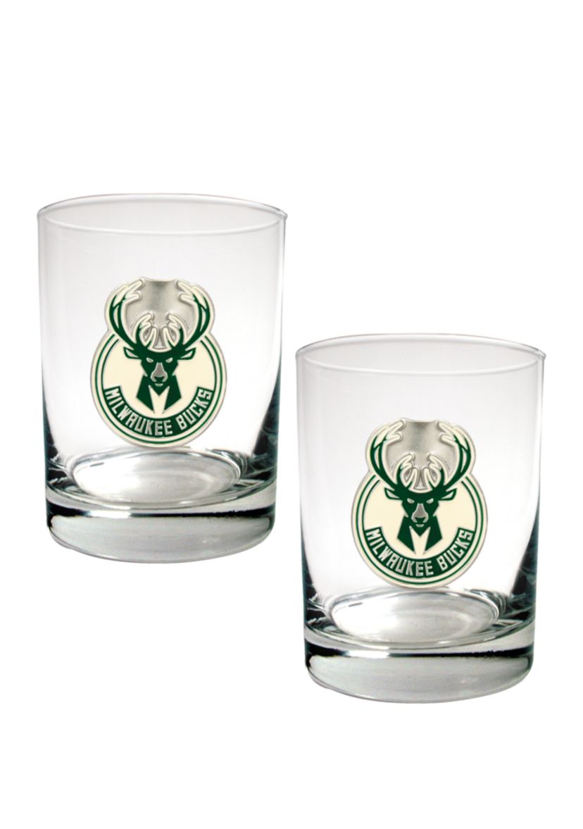 NBA Milwaukee Bucks Set of 2 Rocks Glass Set