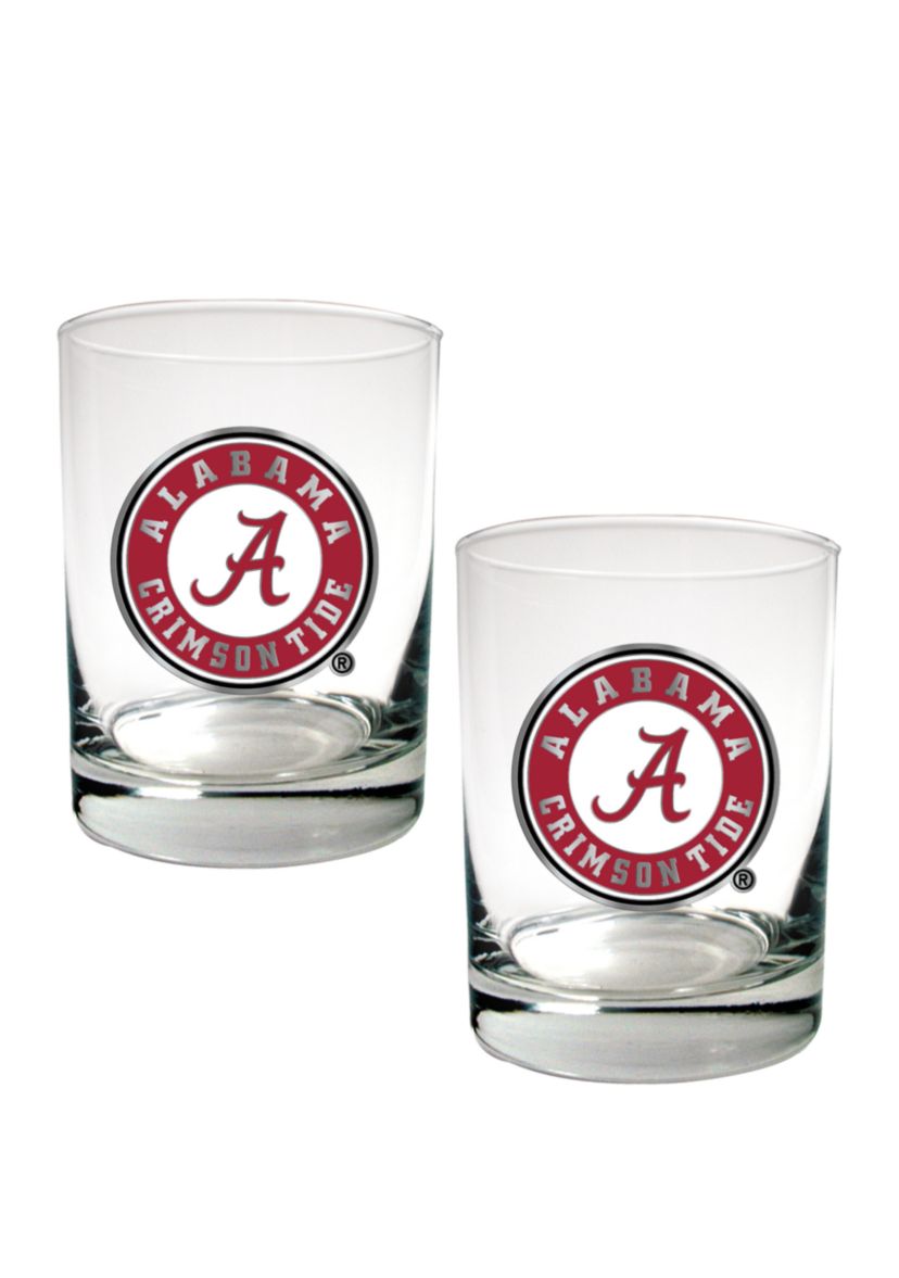  NCAA Alabama Crimson Tide Set of 2 Rocks Glasses 