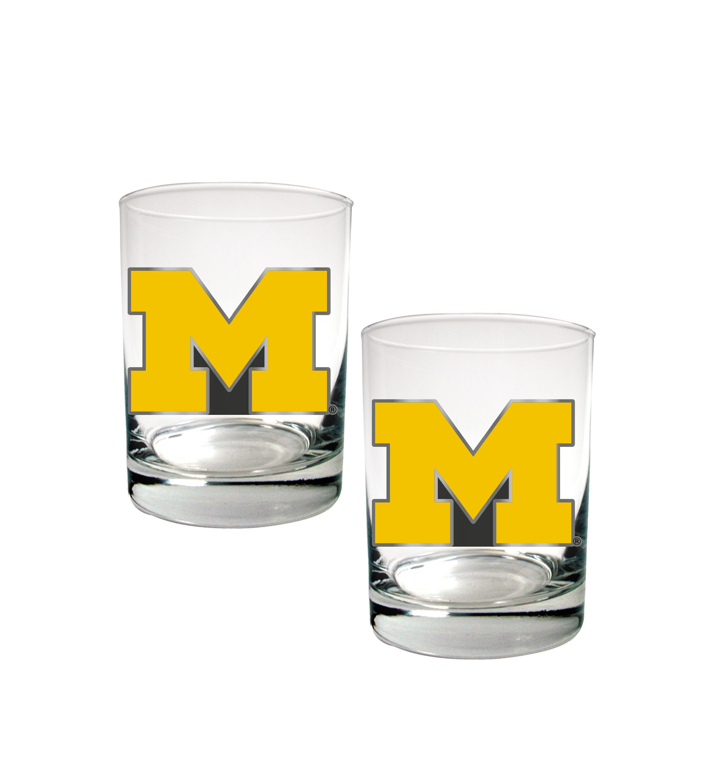 NCAA Michigan Wolverines Set of 2 Rocks Glasses 