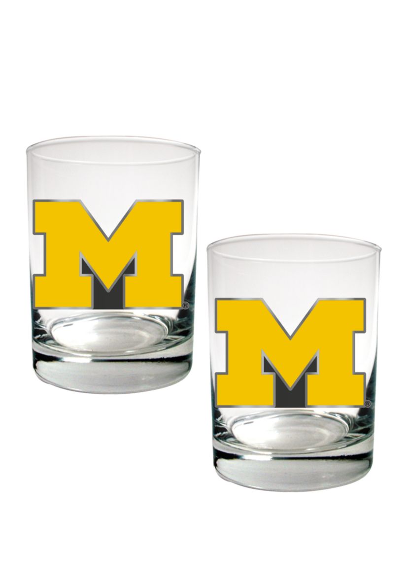 NCAA Michigan Wolverines Set of 2 Rocks Glasses 