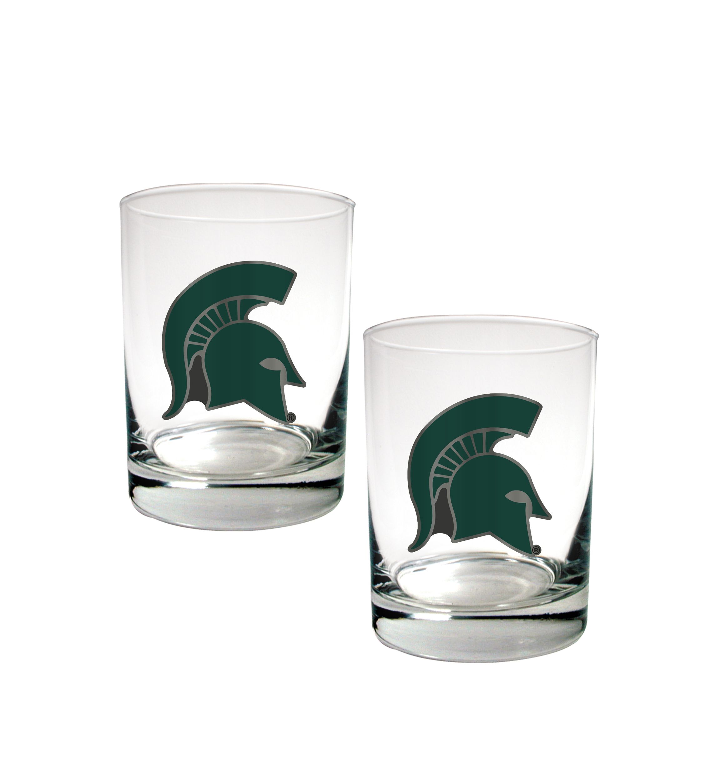 NCAA Michigan State Spartans Set of 2 Rocks Glasses 