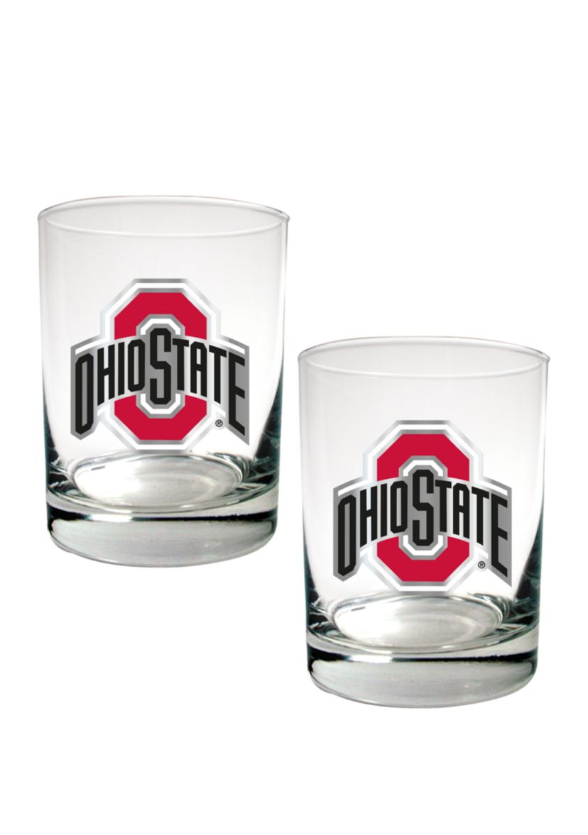  NCAA Ohio State Buckeyes Set of 2 Rocks Glasses 