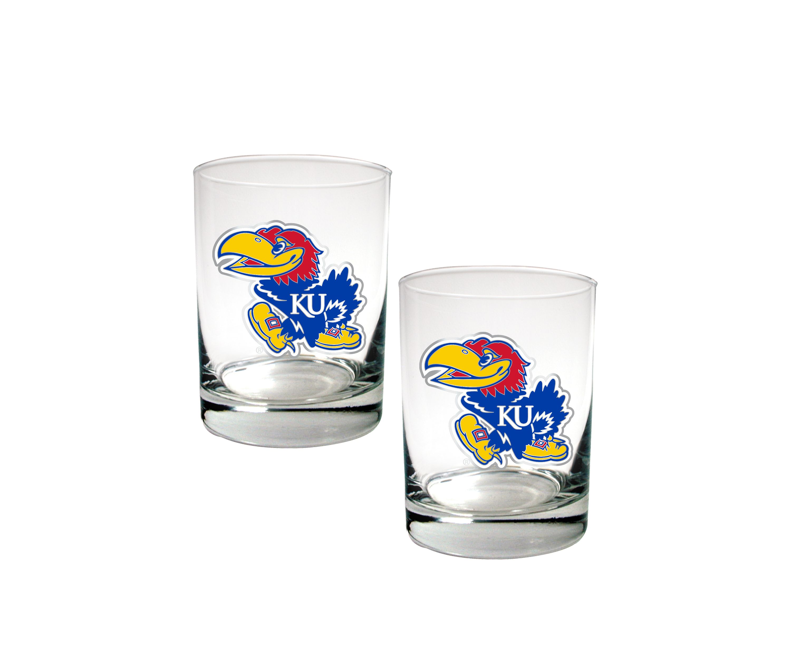 NCAA Kansas Jayhawks Set of 2 Rocks Glasses 