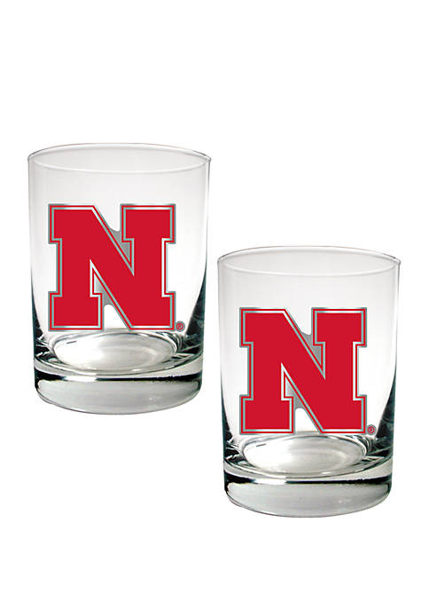 NCAA Nebraska Cornhuskers Set of 2 Rocks Glasses 