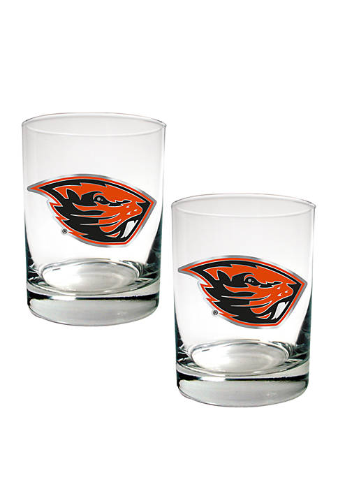 NCAA Oregon State Beavers Set of 2 Rocks Glasses 
