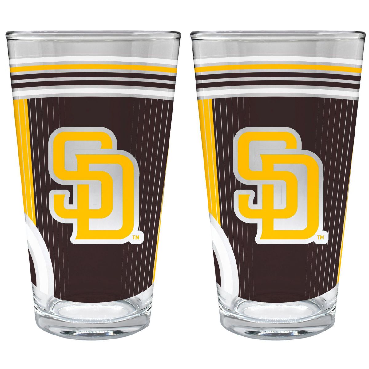 MLB San Diego Padres 2pc Pint Glass Set