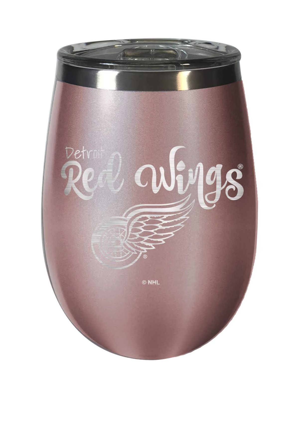 NHL Detroit Red Wings 12 Ounce Rose Gold Wine Tumbler