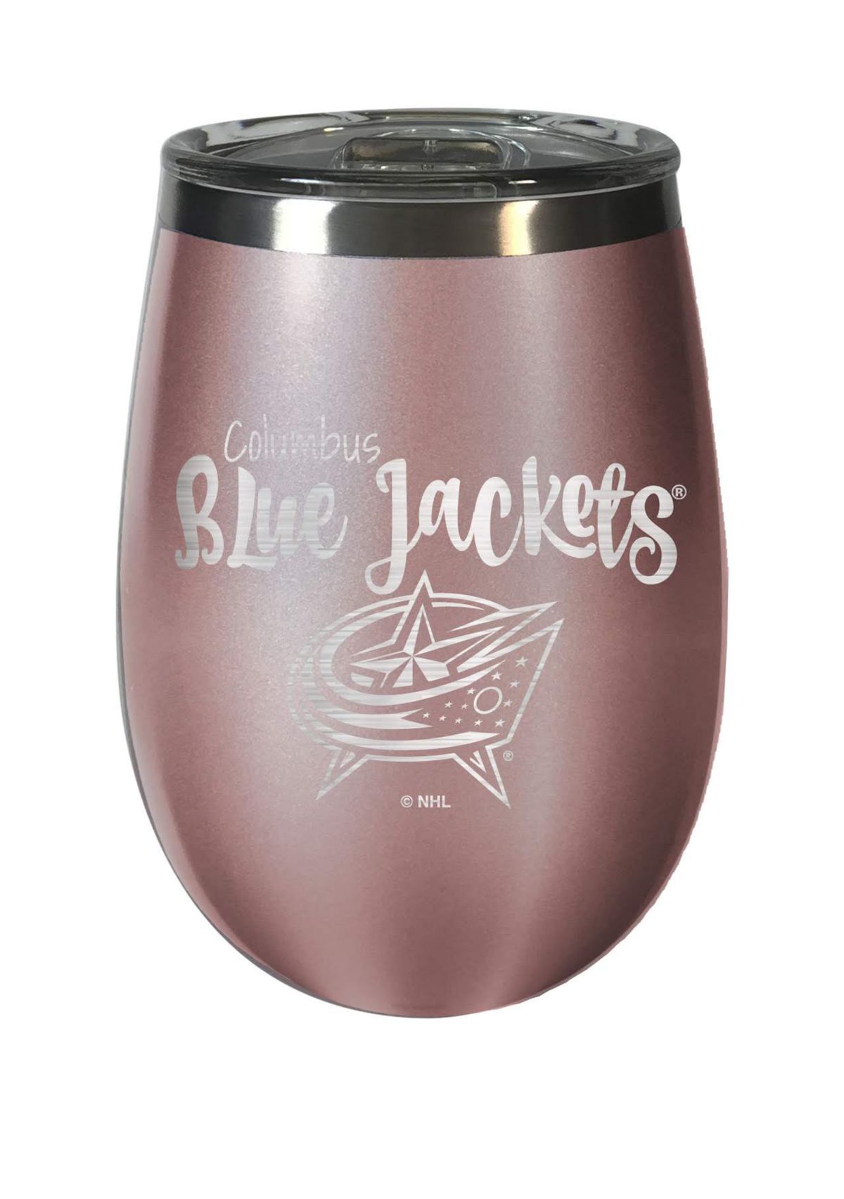 NHL Columbus Blue Jackets 12 Ounce Rose Gold Wine Tumbler