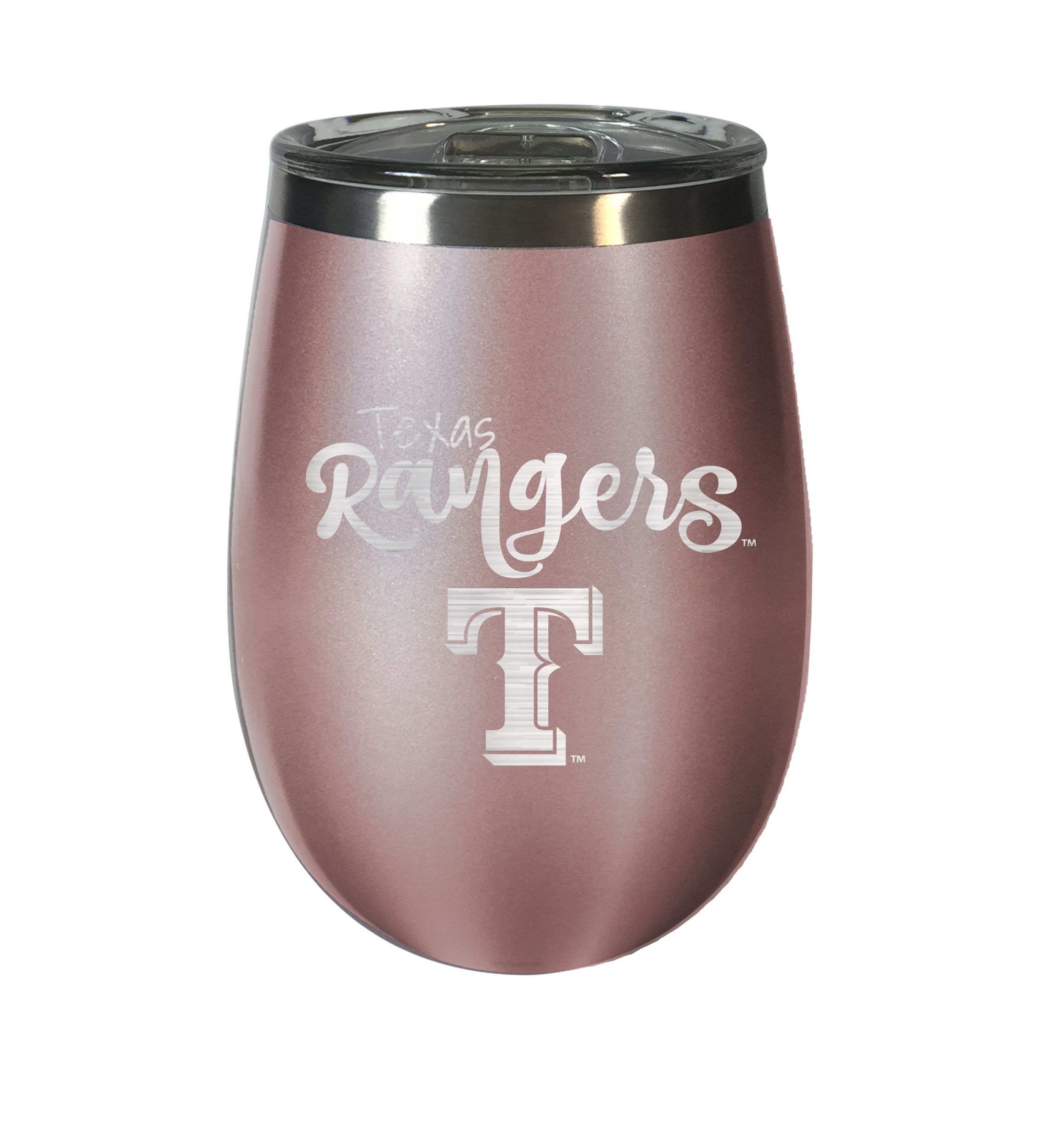 MLB Rangers 12 Ounce Rose Gold Wine Tumbler