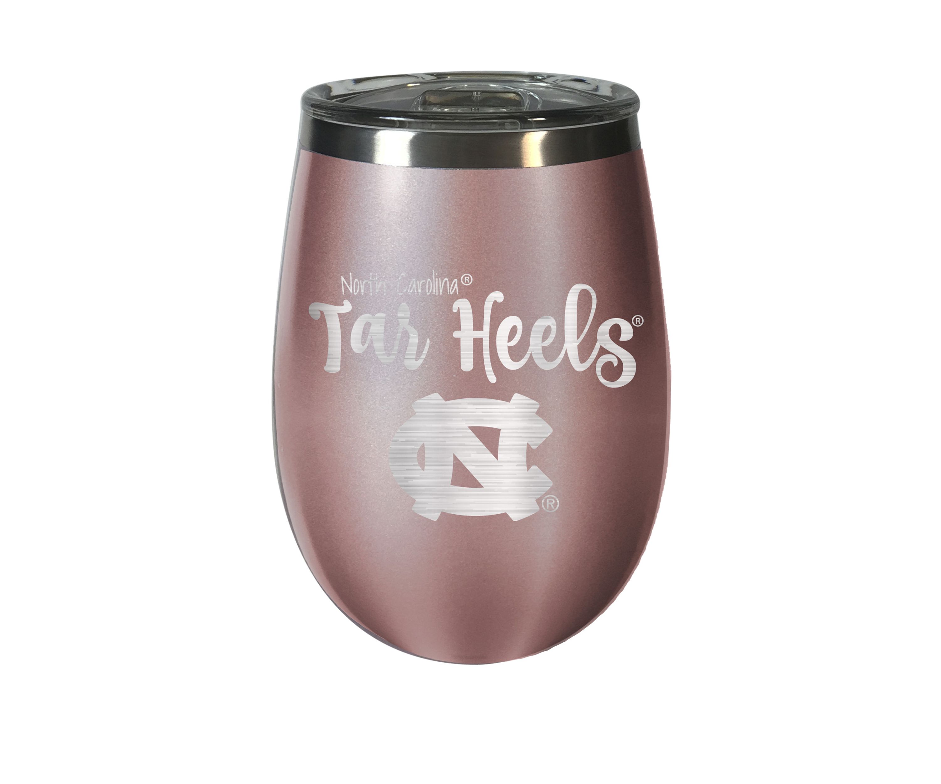 NCAA UNC Tarheels 12 Ounce Rose Gold Wine Tumbler