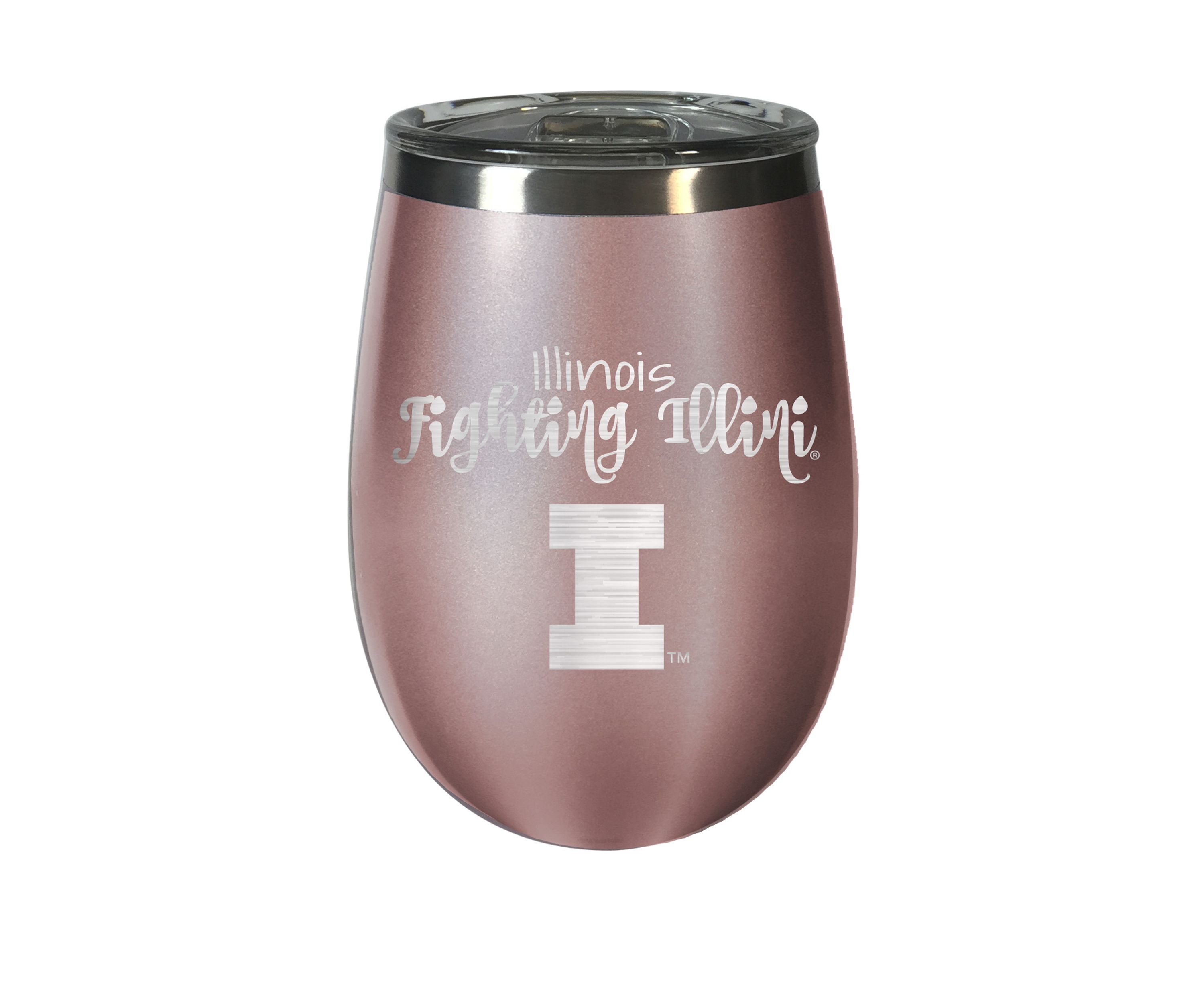 NCAA Illinois Fighting Illini 12 Ounce Rose Gold Wine Tumbler