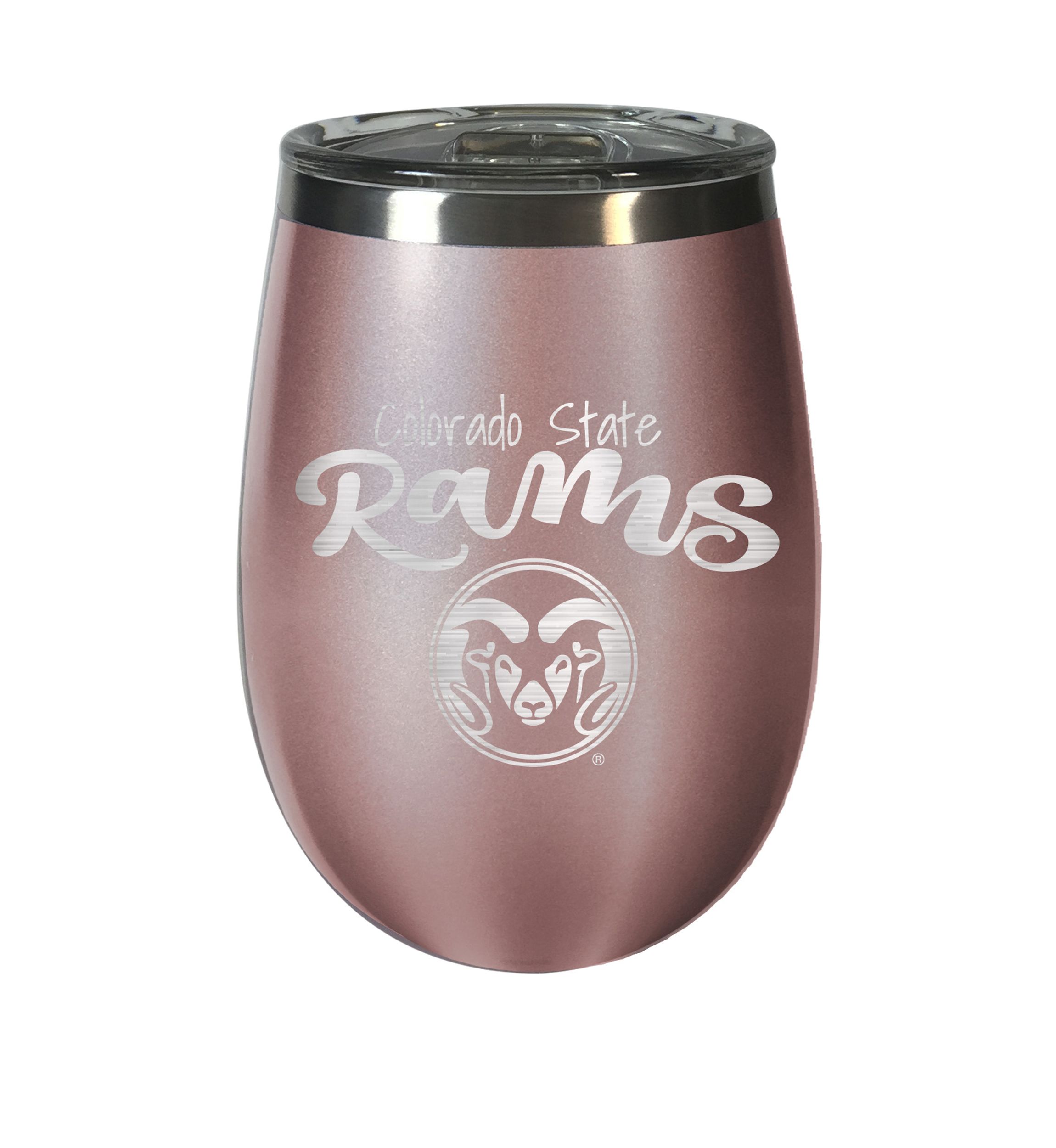 NCAA Colorado State Rams 12 Ounce Rose Gold Wine Tumbler 