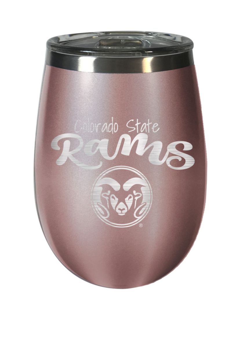 NCAA Colorado State Rams 12 Ounce Rose Gold Wine Tumbler 