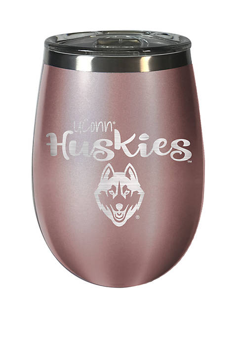 NCAA UConn Huskies 12 Ounce Rose Gold Wine Tumbler 