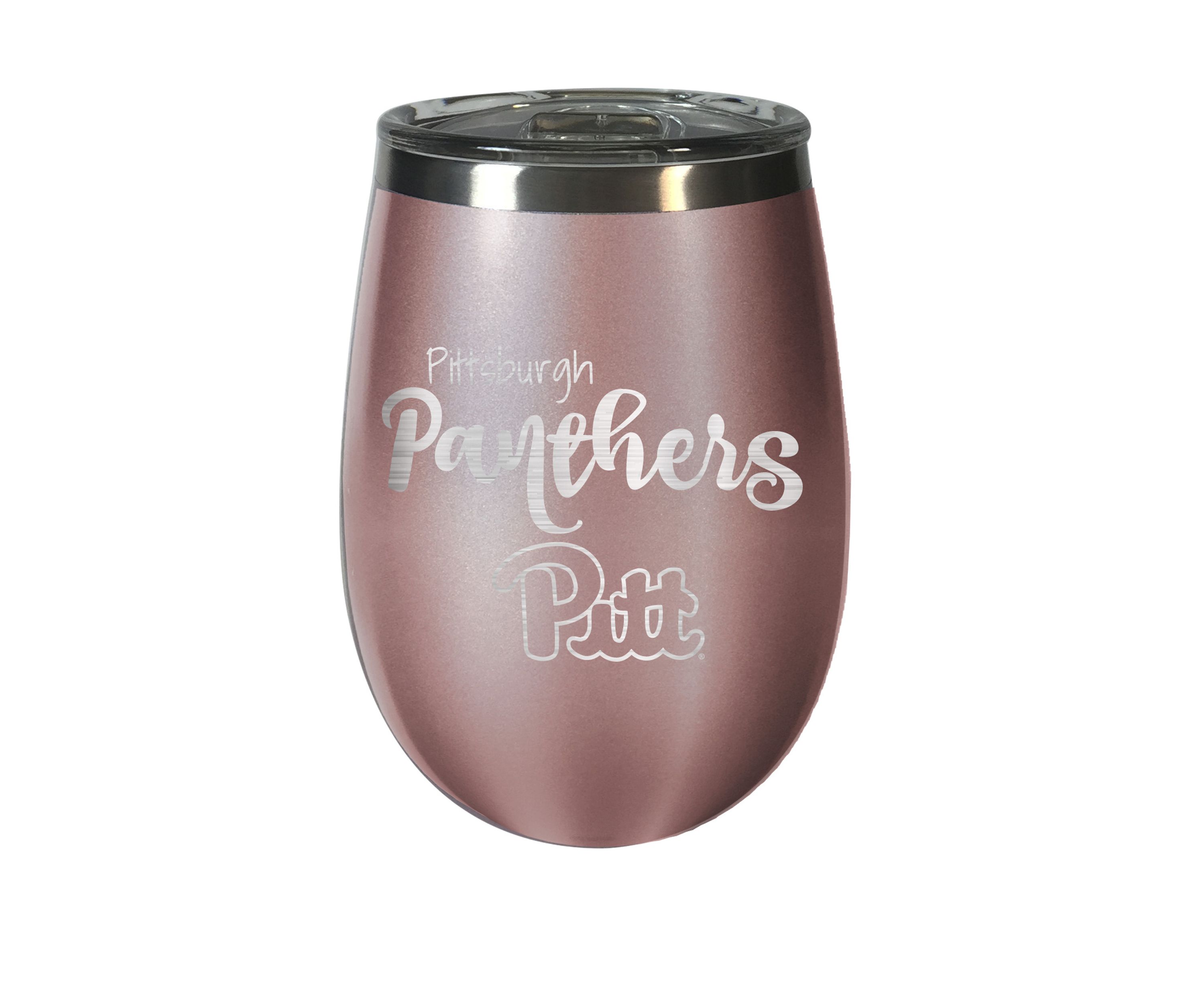 NCAA Pittsburgh Panthers 12 Ounce Rose Gold Wine Tumbler