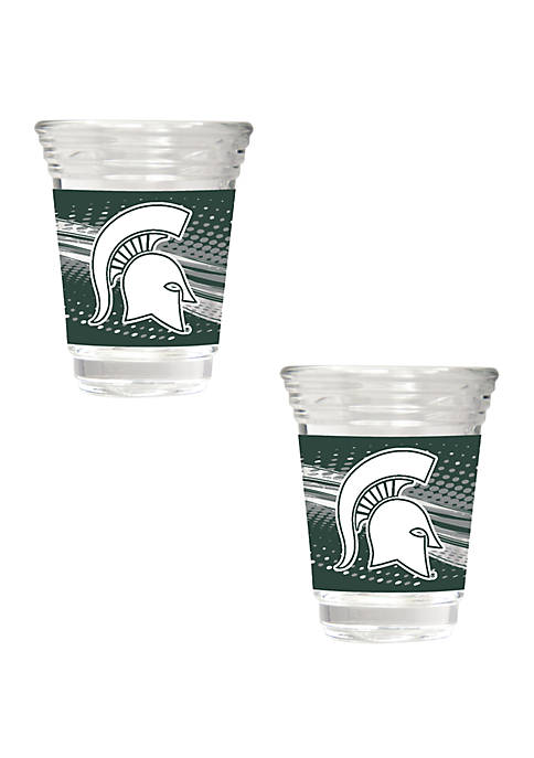  NCAA Michigan State Spartans 2 Ounce Set of 2 Party Shot Glasses 