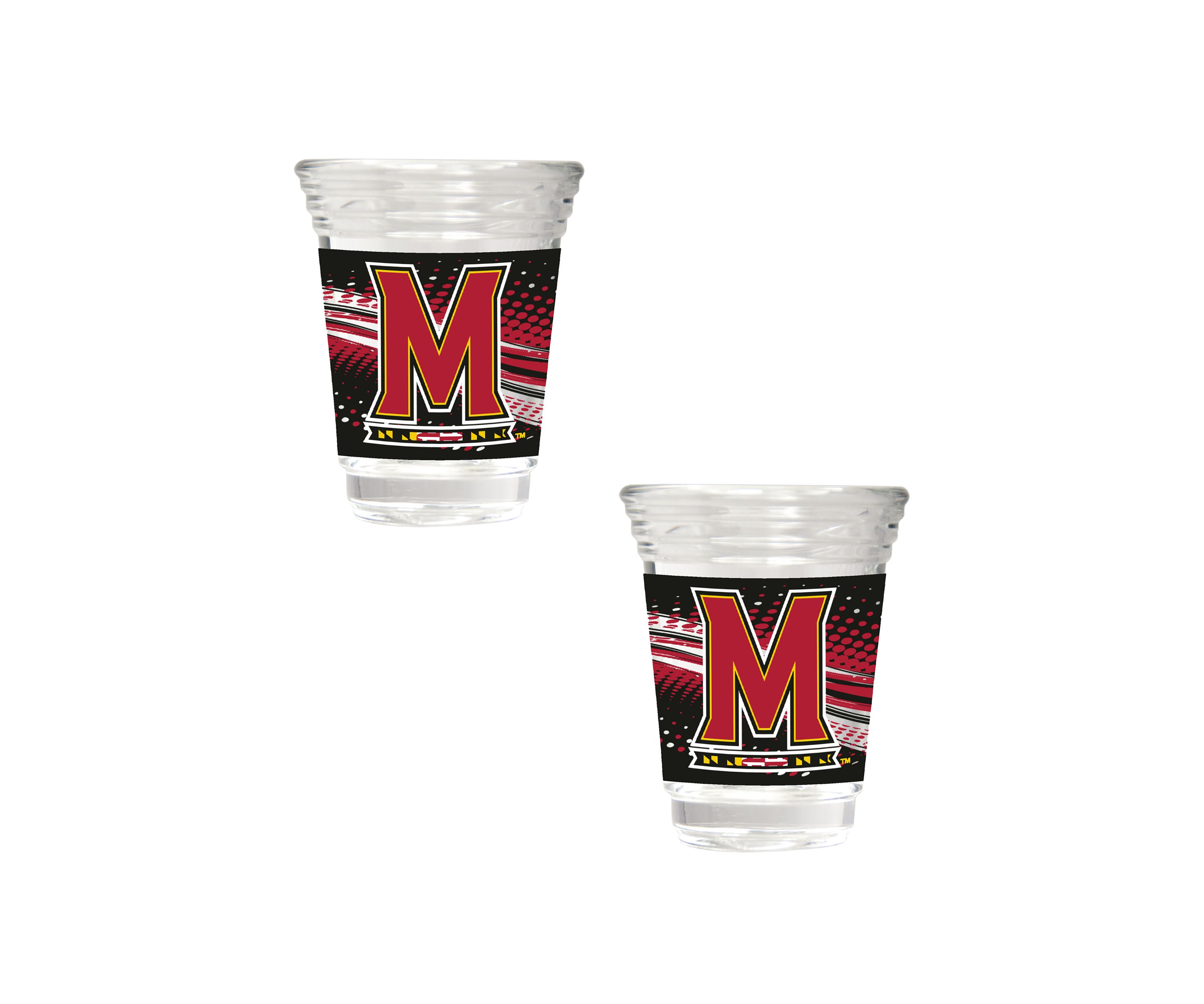  NCAA Maryland Terrapins 2 Ounce Set of 2 Party Shot Glasses 