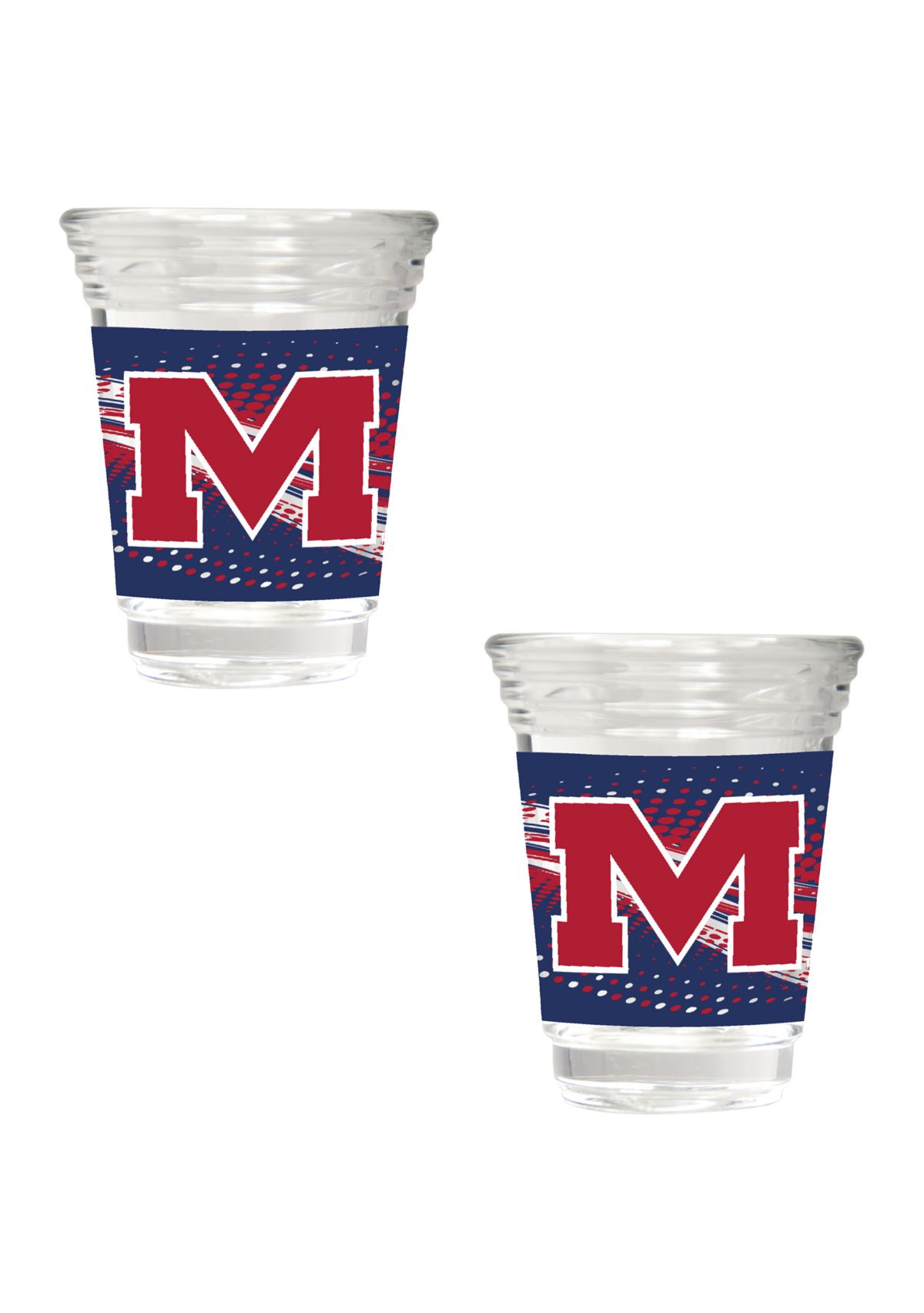  NCAA Ole Miss Rebels 2 Ounce Set of 2 Party Shot Glasses 