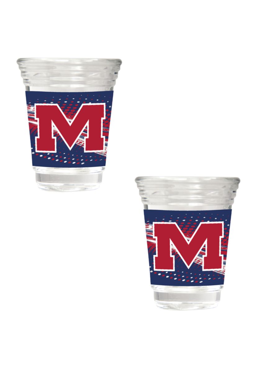  NCAA Ole Miss Rebels 2 Ounce Set of 2 Party Shot Glasses 