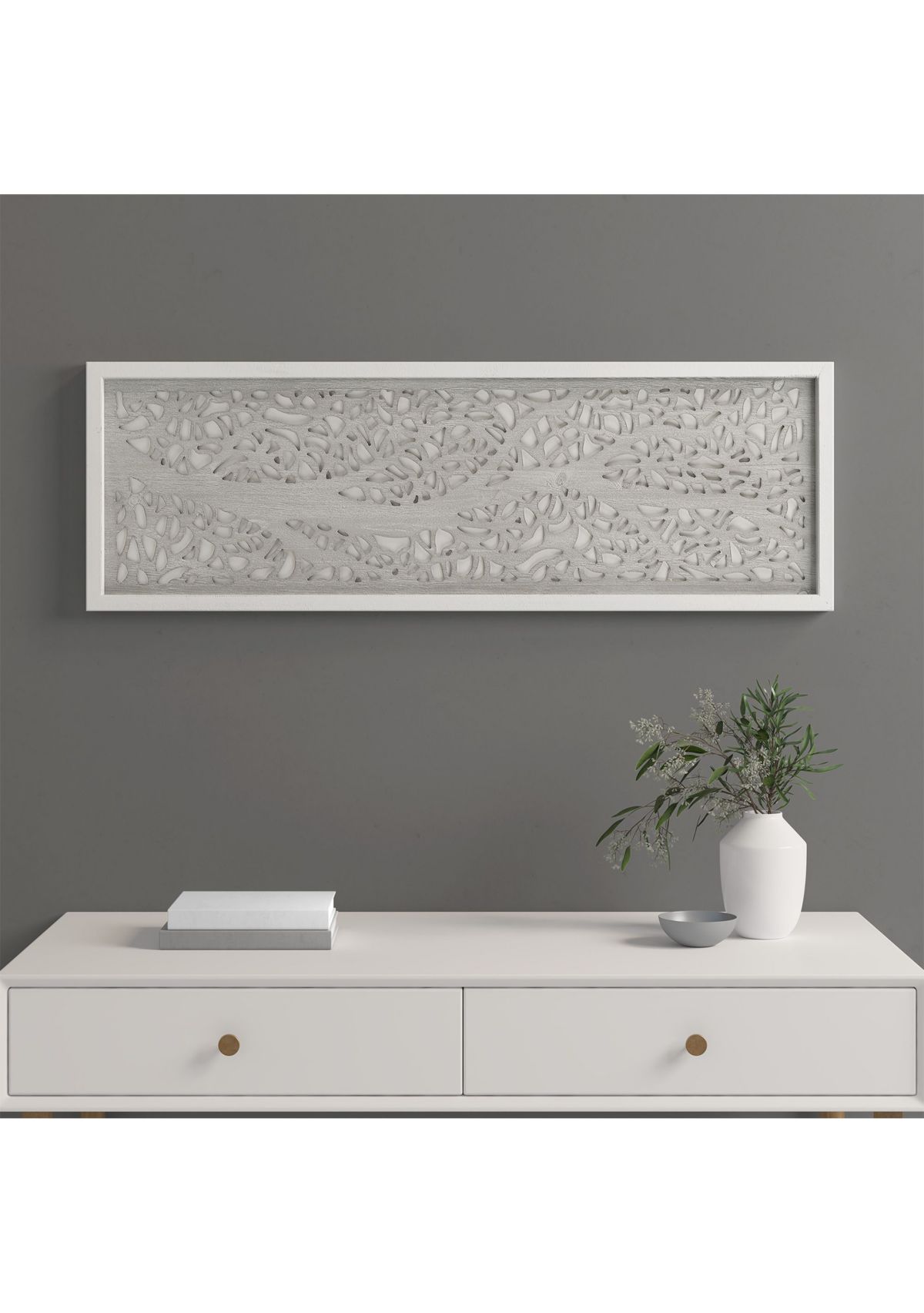 Laurel Branches Laser Cut Tree Framed Panel Wall Decor