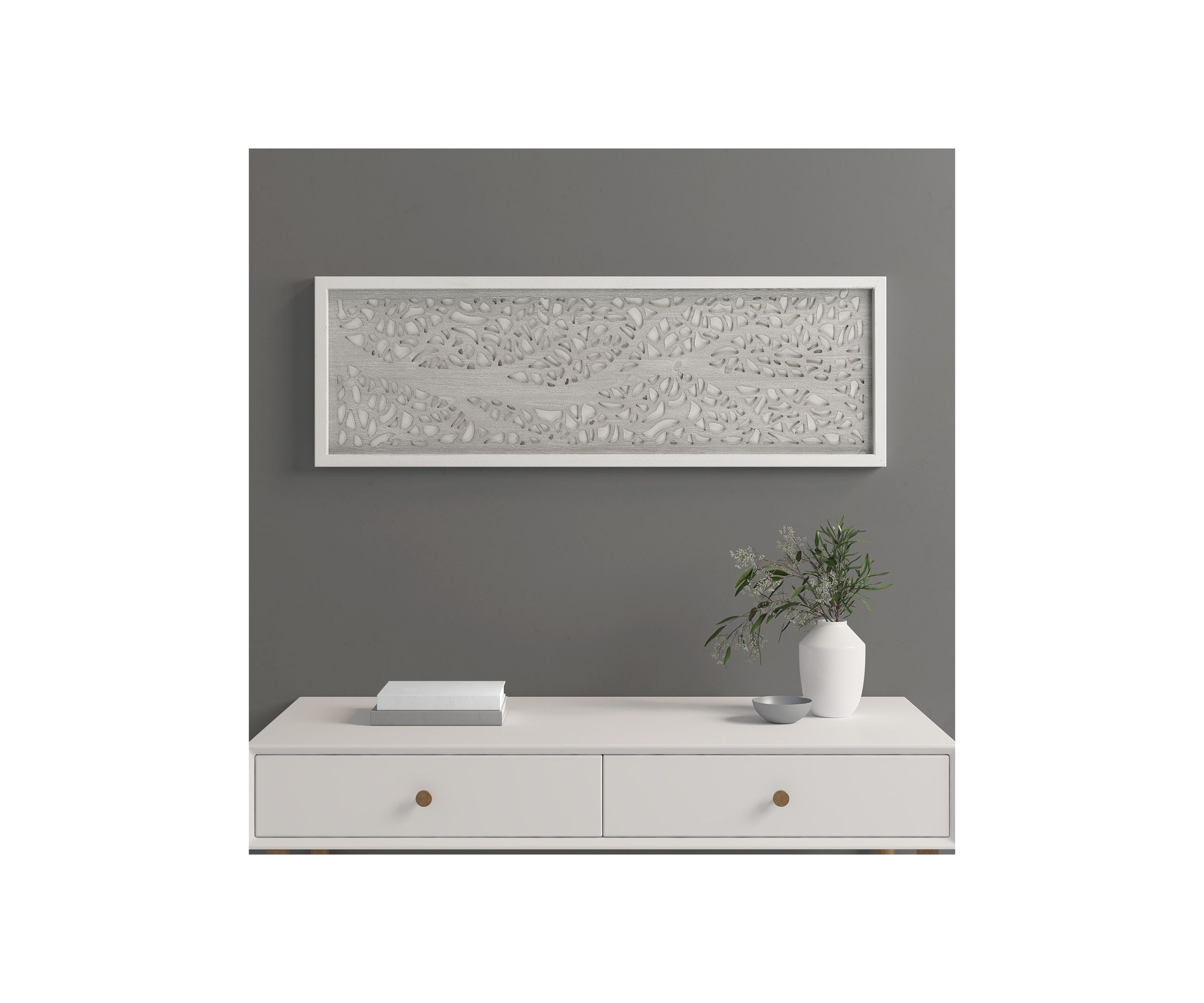 Laurel Branches Laser Cut Tree Framed Panel Wall Decor