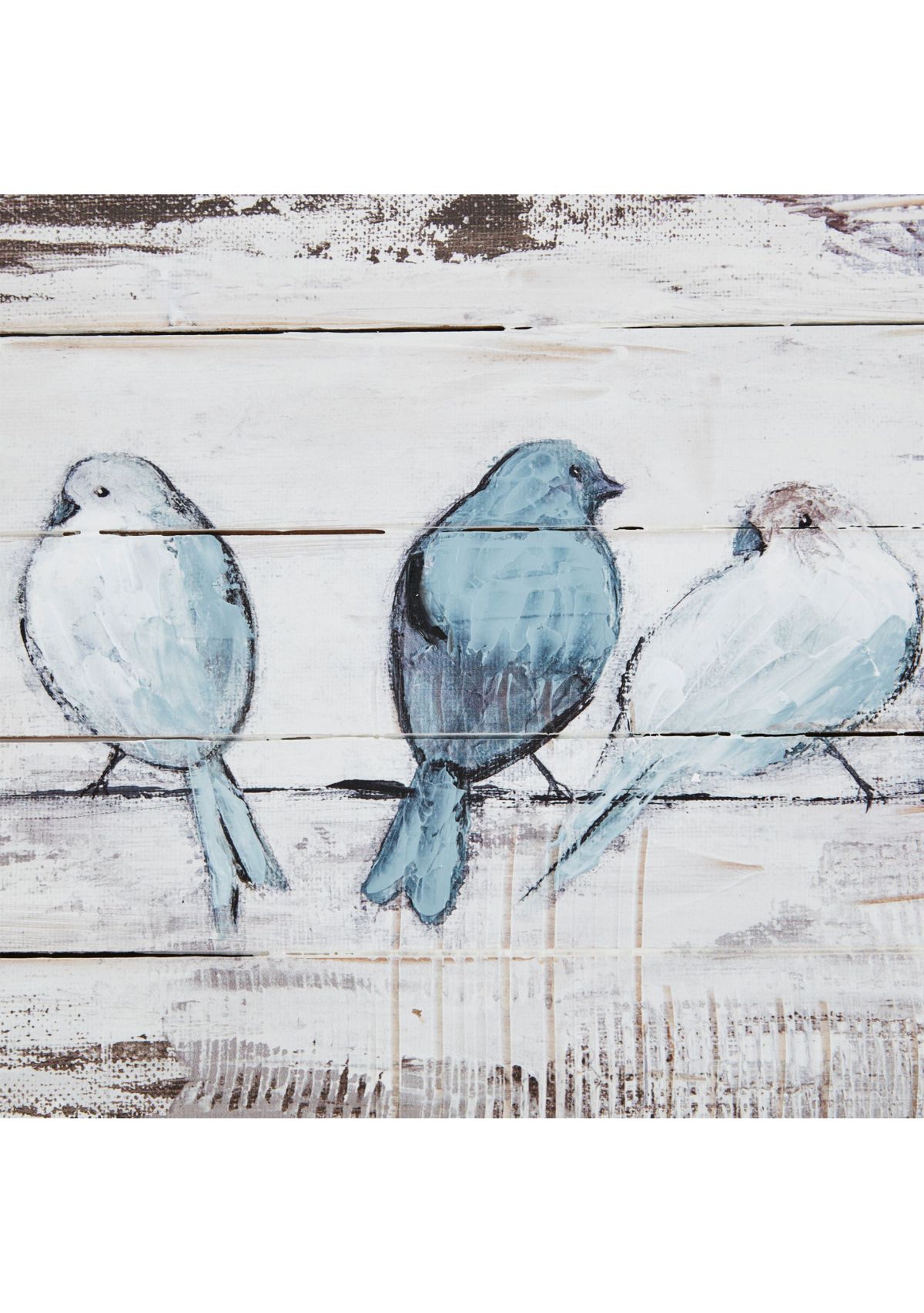 Perched Birds Hand Painted Wood Plank Panel Wall Décor