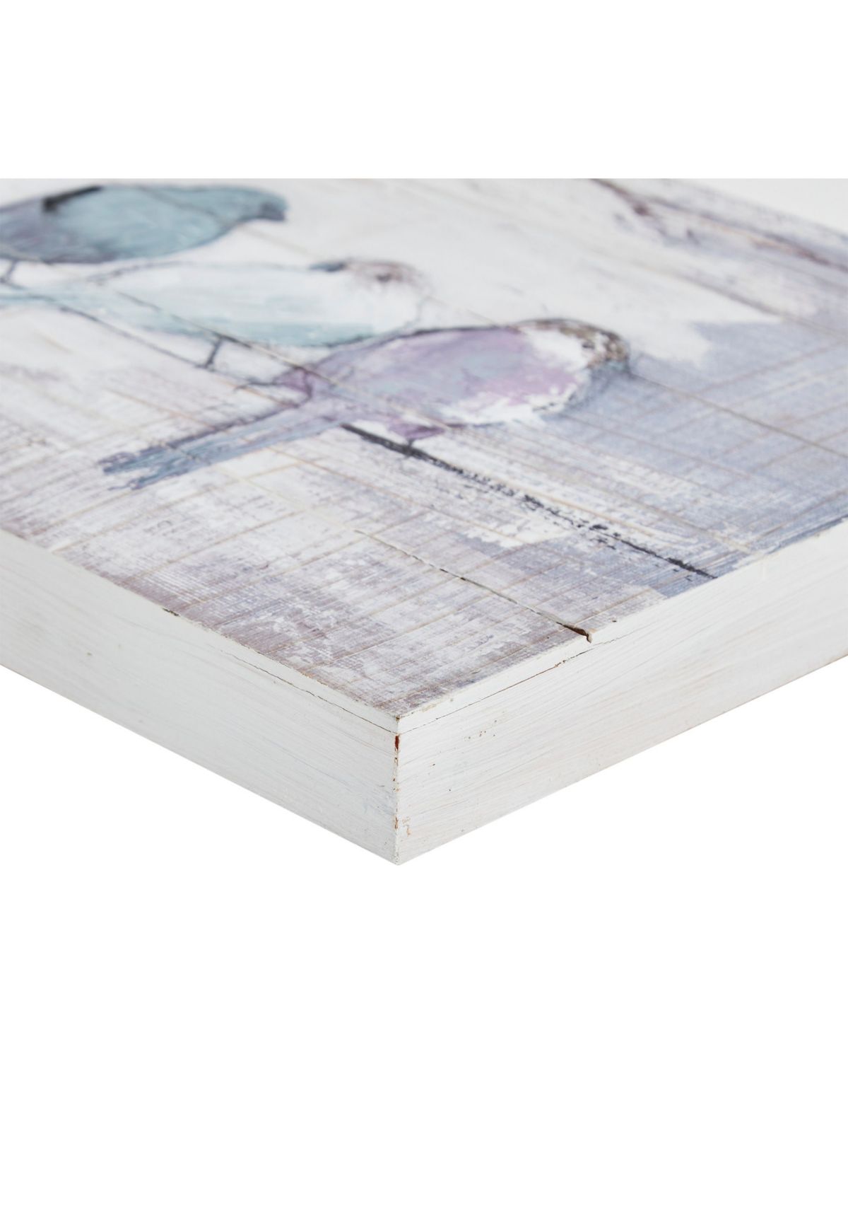 Perched Birds Hand Painted Wood Plank Panel Wall Décor