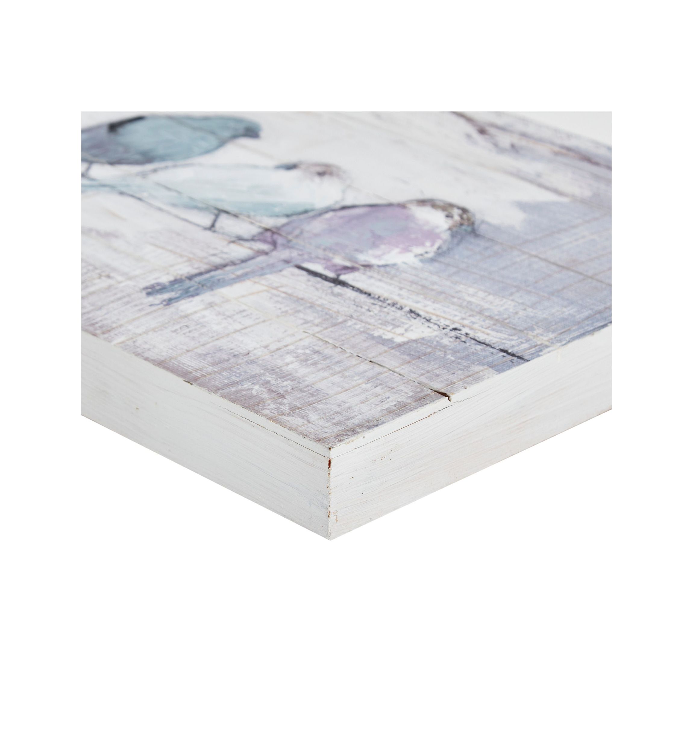 Perched Birds Hand Painted Wood Plank Panel Wall Décor