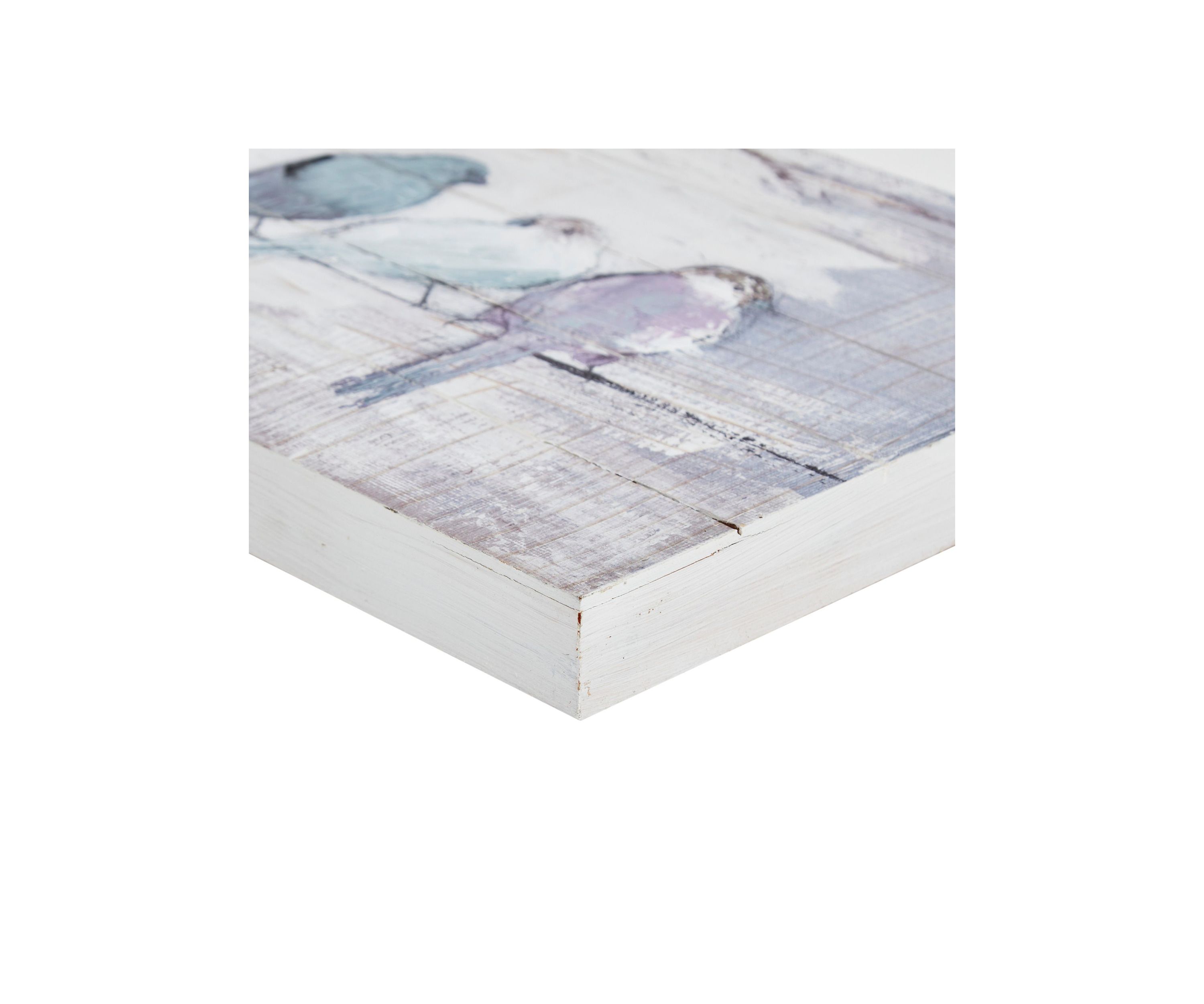 Perched Birds Hand Painted Wood Plank Panel Wall Décor