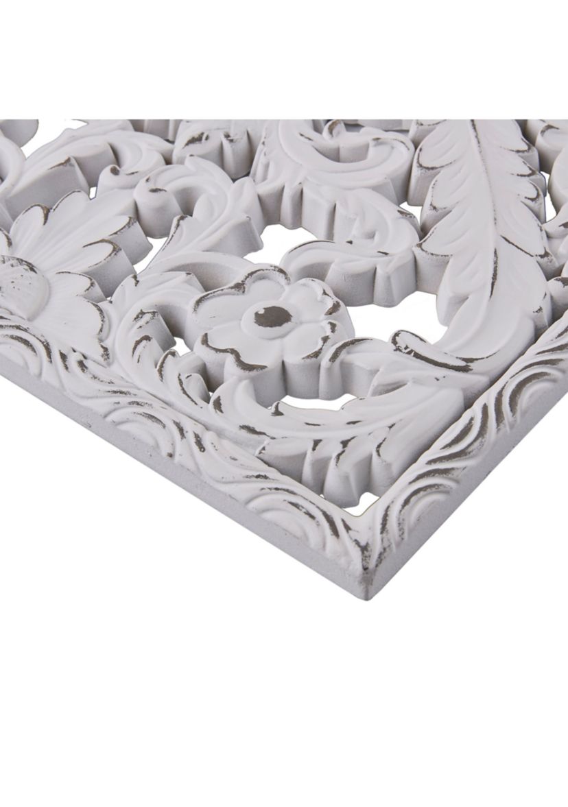 Botanical Panel Distressed Carved Wood 2-piece Wall Decor Set