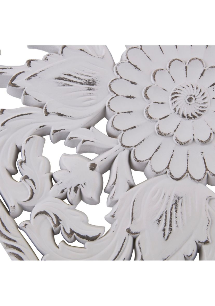 Botanical Panel Distressed Carved Wood 2-piece Wall Decor Set