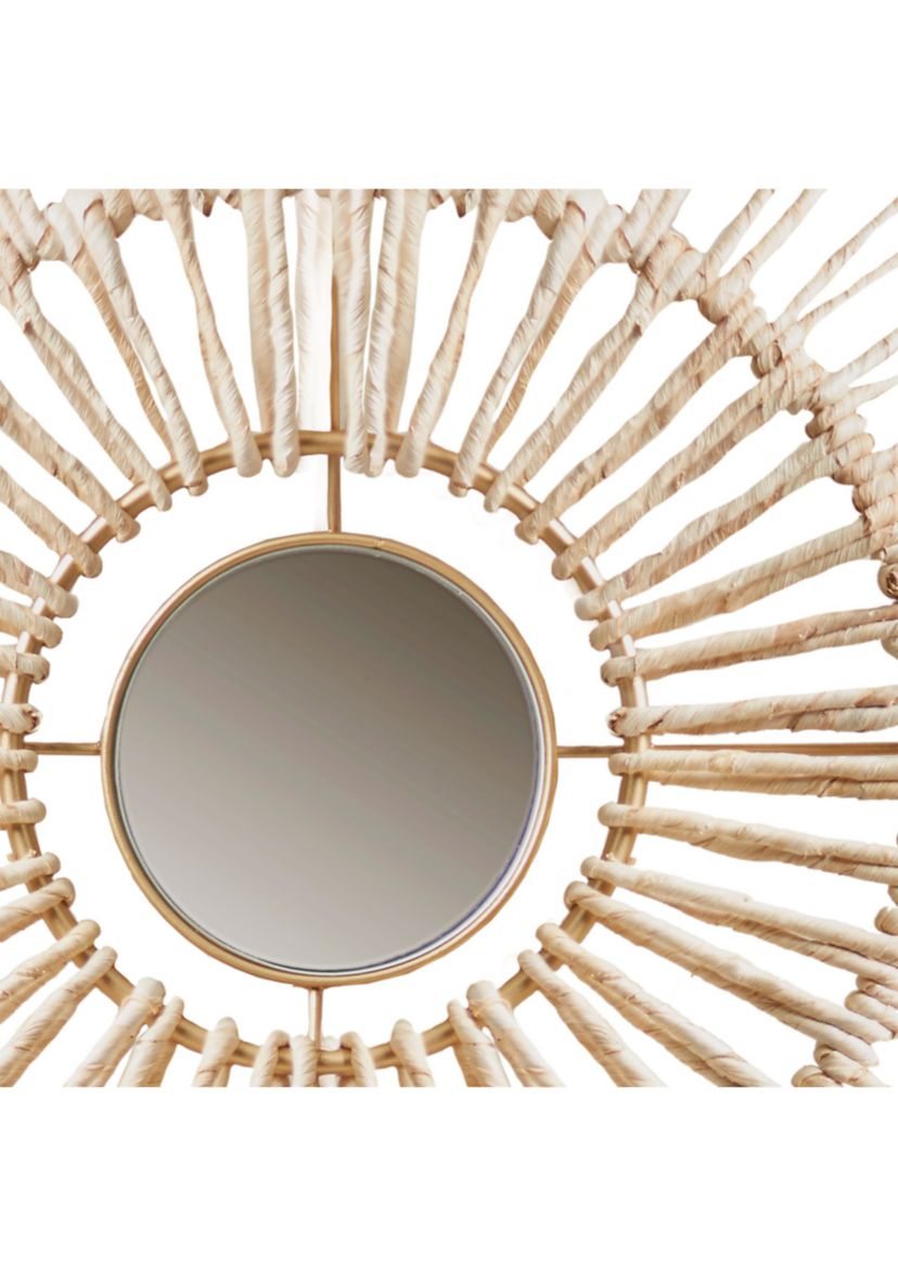 Ella Round Natural Fiber and Mirror 3-piece Wall Decor Set