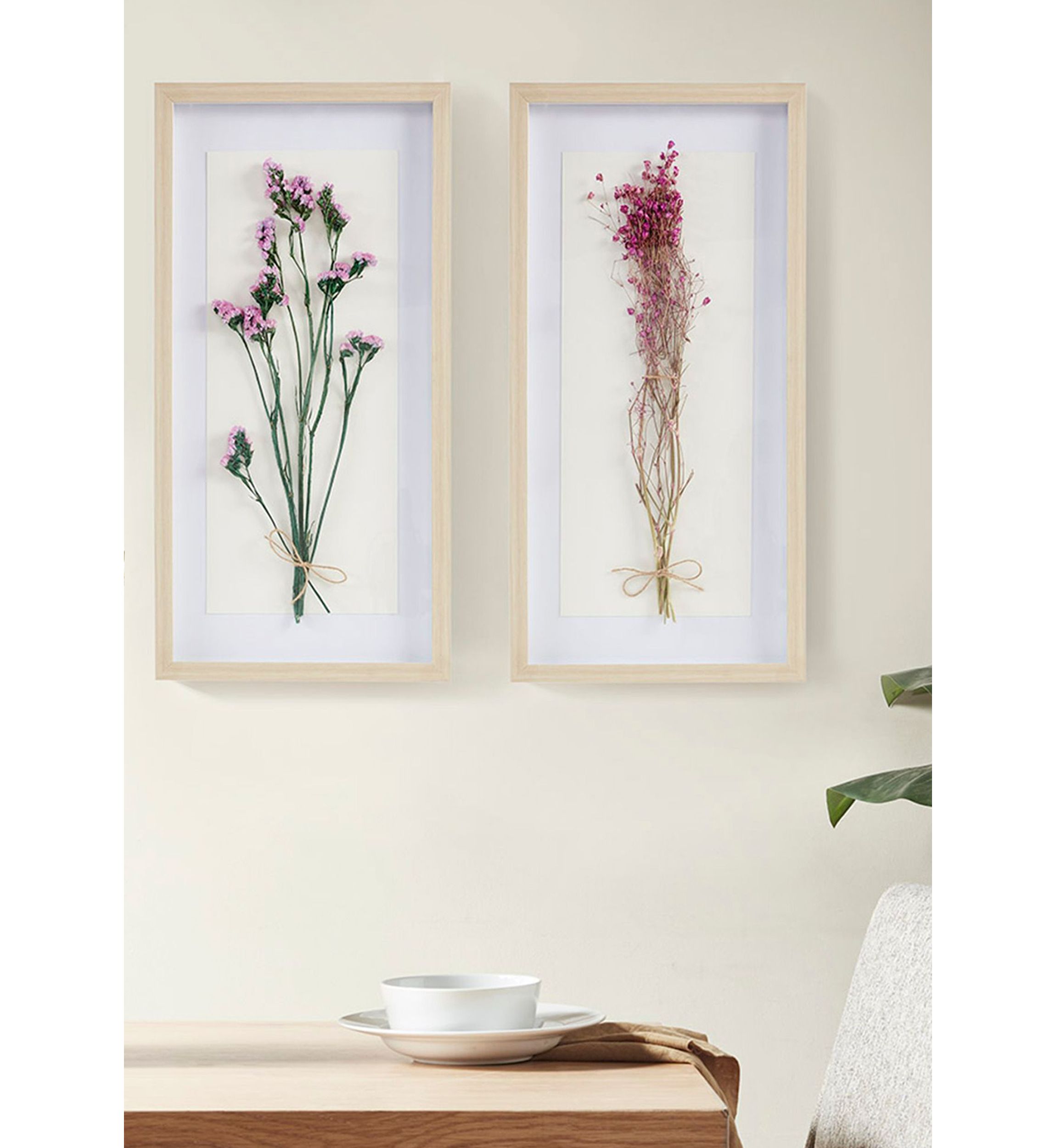 Avant Garden Dried Flower 2-piece Shadow Box Wall Decor Set