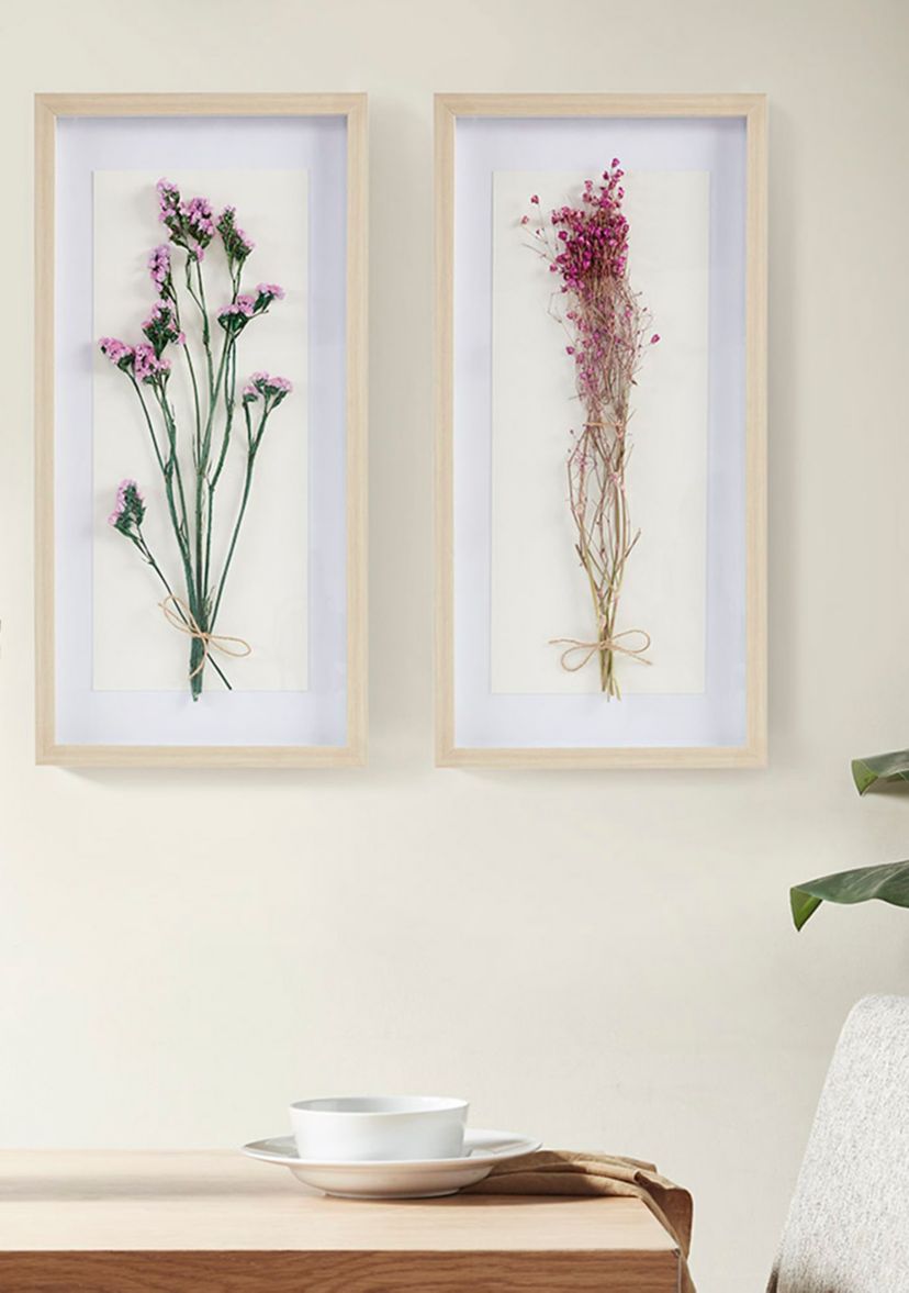 Avant Garden Dried Flower 2-piece Shadow Box Wall Decor Set
