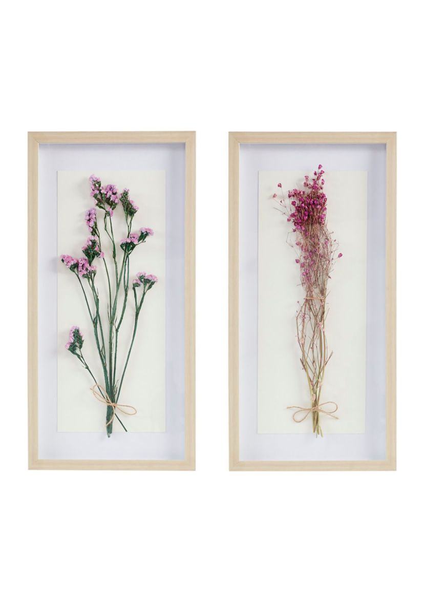 Avant Garden Dried Flower 2-piece Shadow Box Wall Decor Set