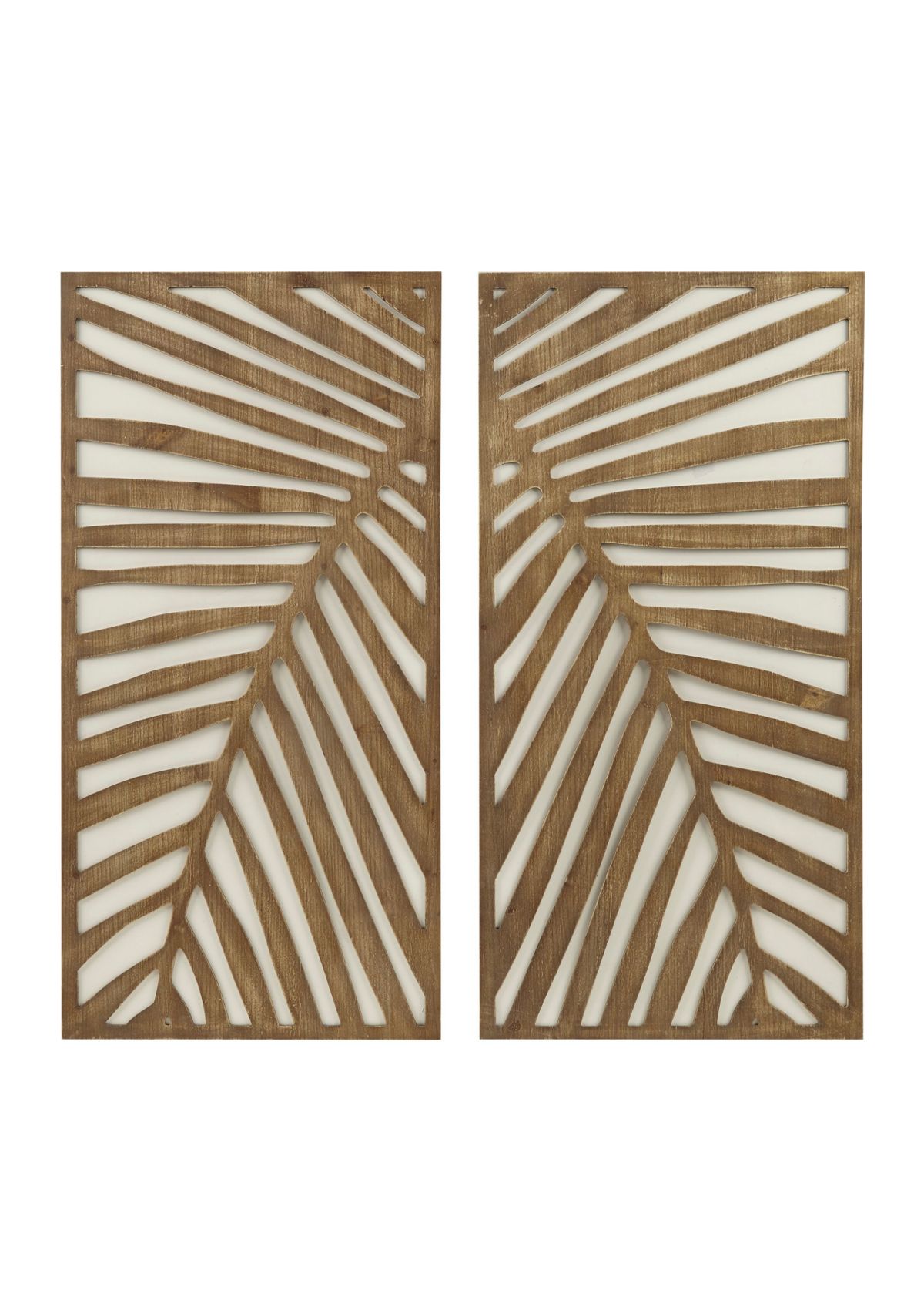 Birch Palms Two-tone 2-piece Wood Panel Wall Decor Set