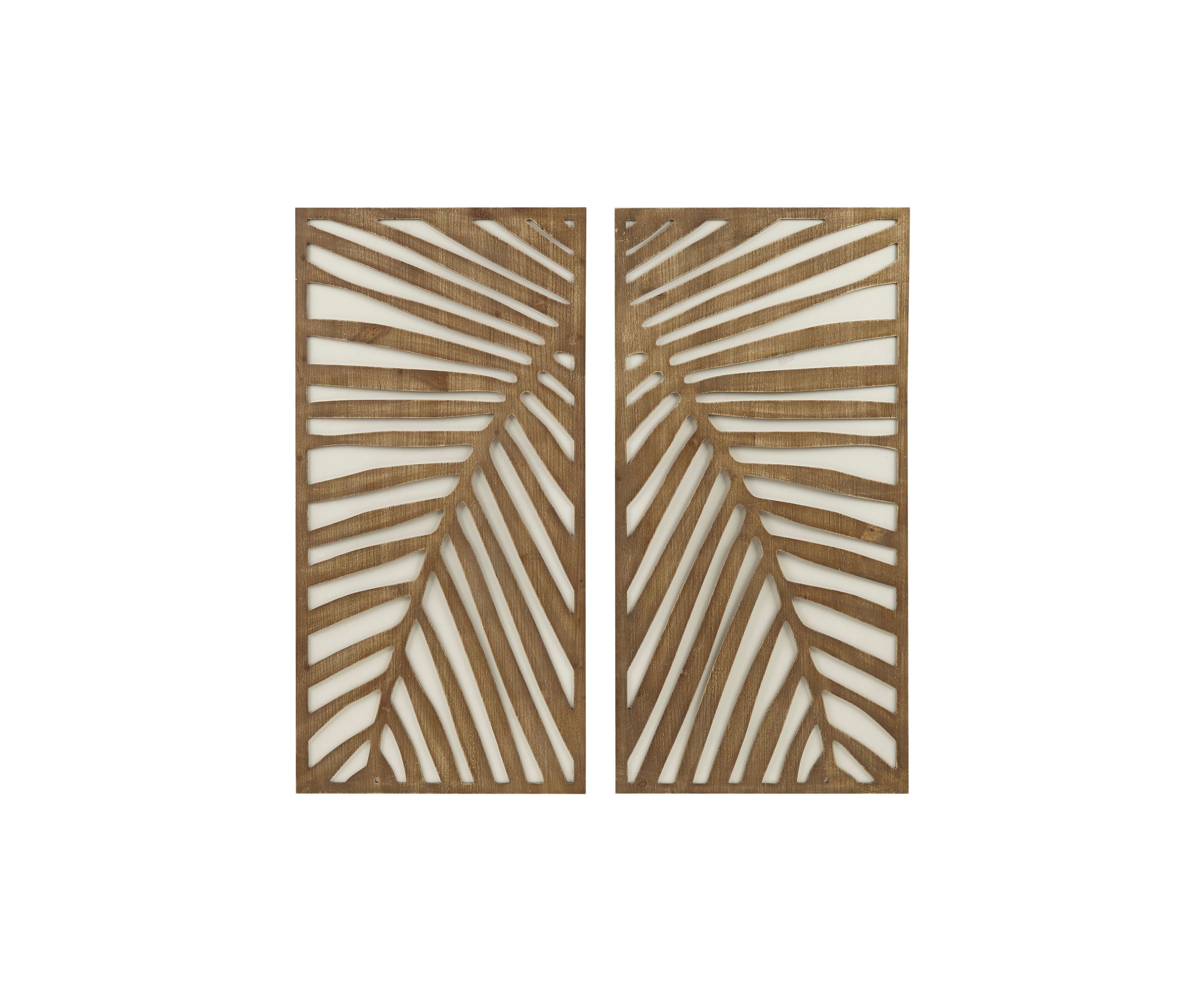 Birch Palms Two-tone 2-piece Wood Panel Wall Decor Set