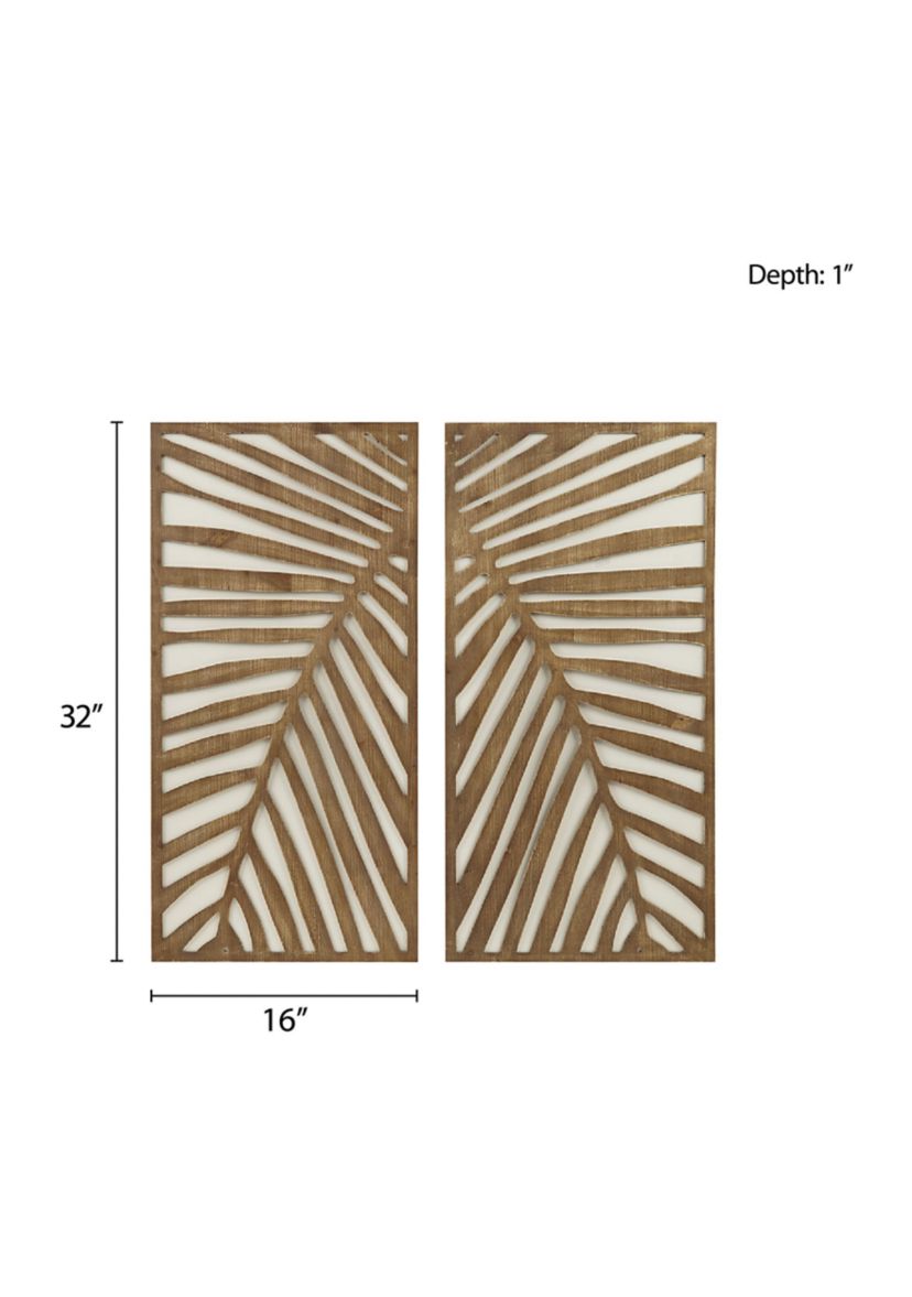 Birch Palms Two-tone 2-piece Wood Panel Wall Decor Set