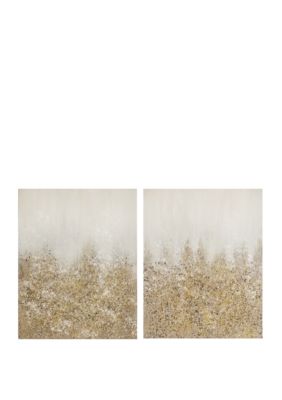 Golden Glimmer Hand Embellished Canvas 2 Piece Set