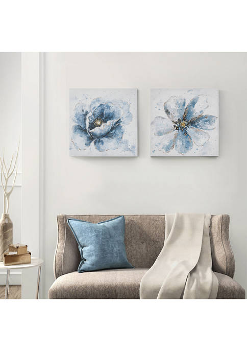 Madison Park Gleaming Blue Florals Printed Canvas 2