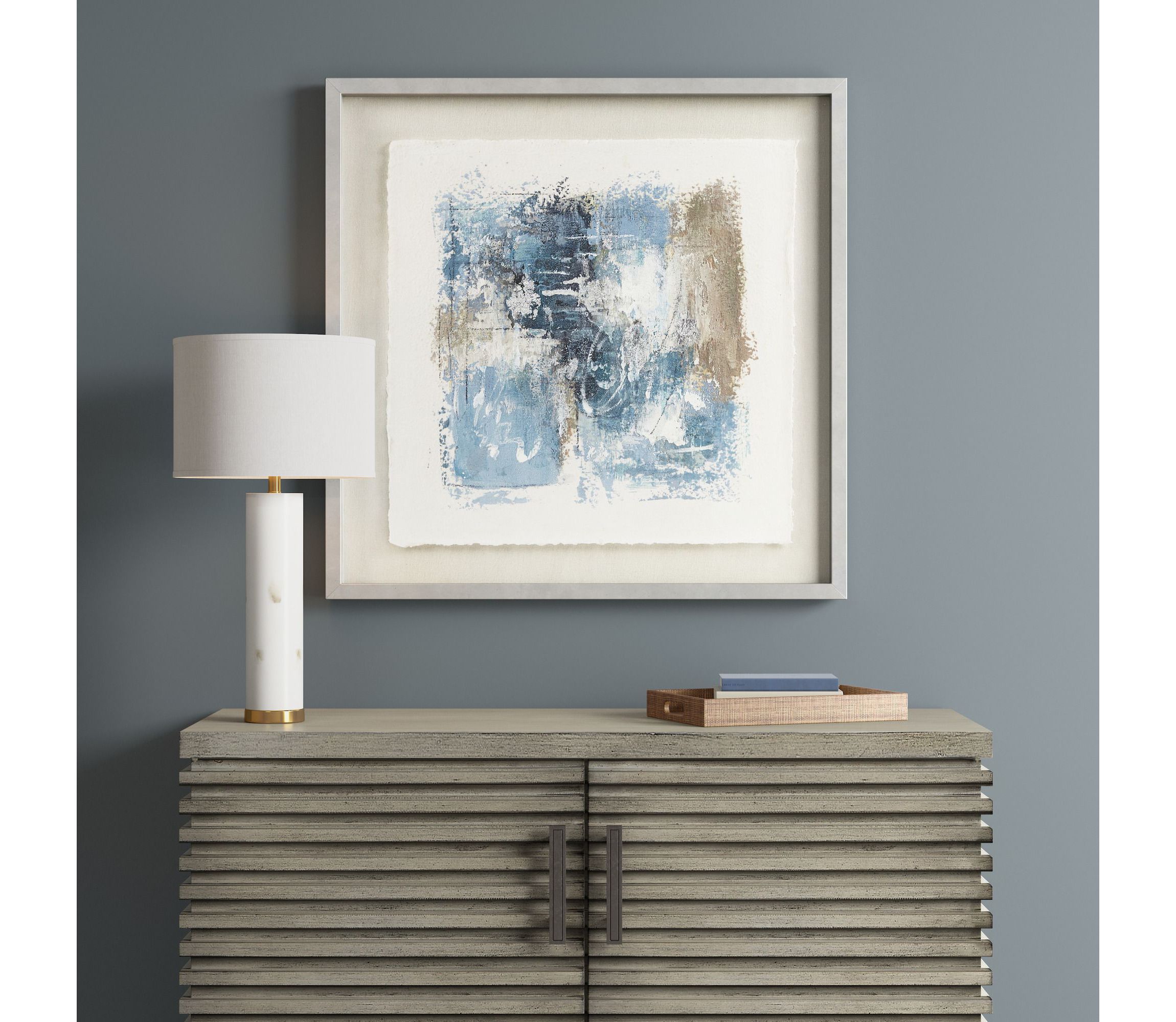 Ashlar Hand Painted Abstract Framed Glass and Matted Wall Art