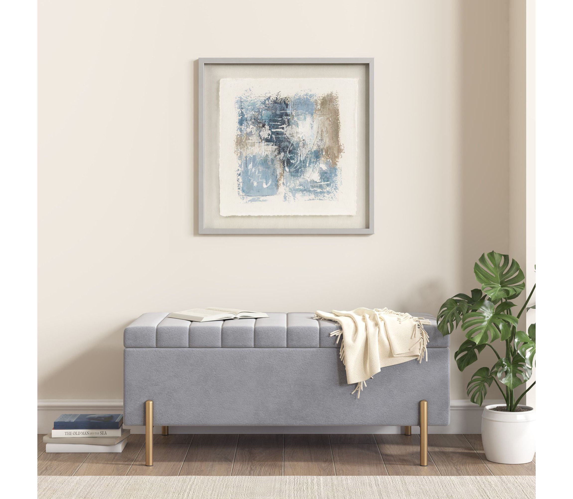 Ashlar Hand Painted Abstract Framed Glass and Matted Wall Art