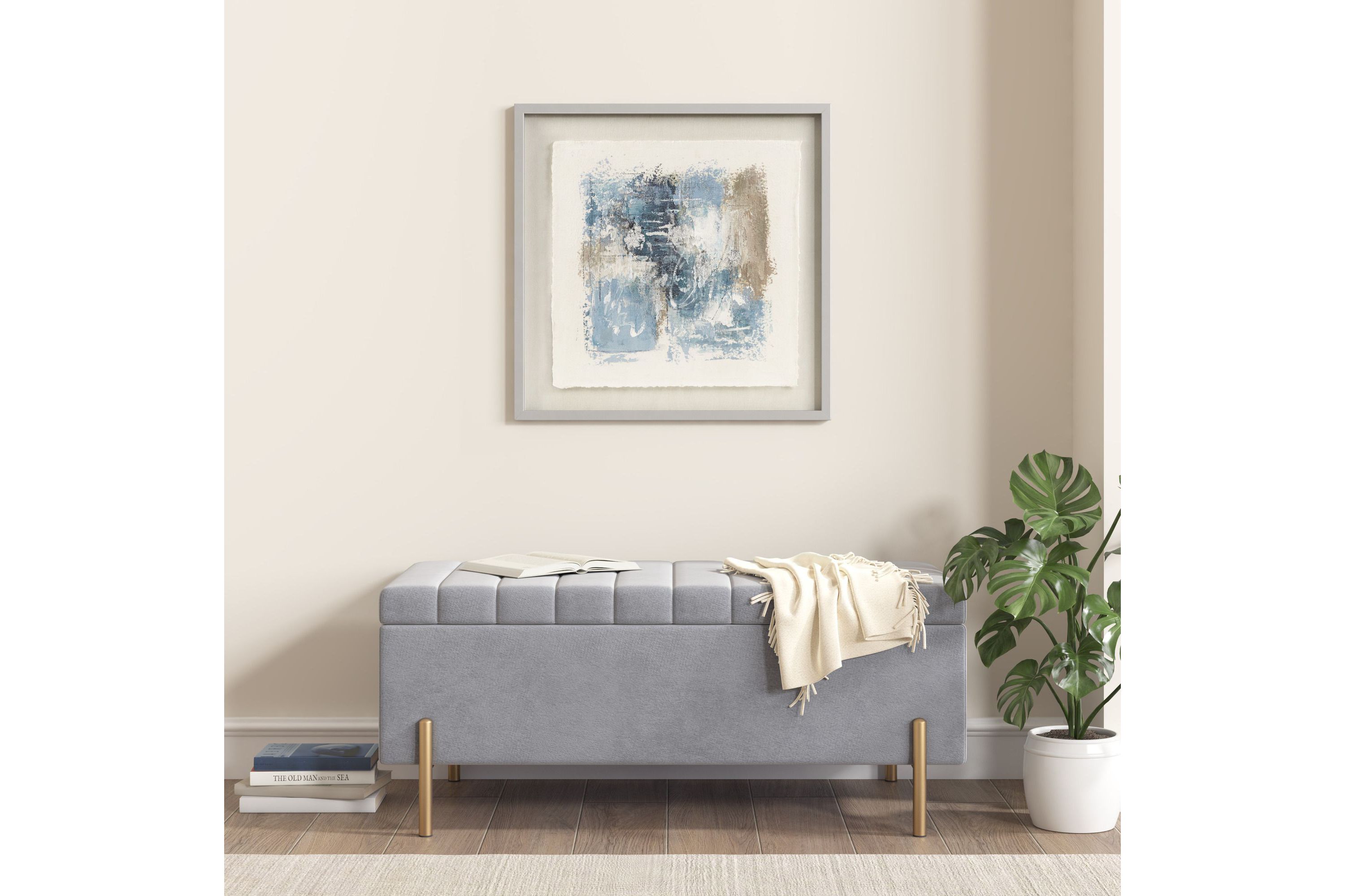Ashlar Hand Painted Abstract Framed Glass and Matted Wall Art