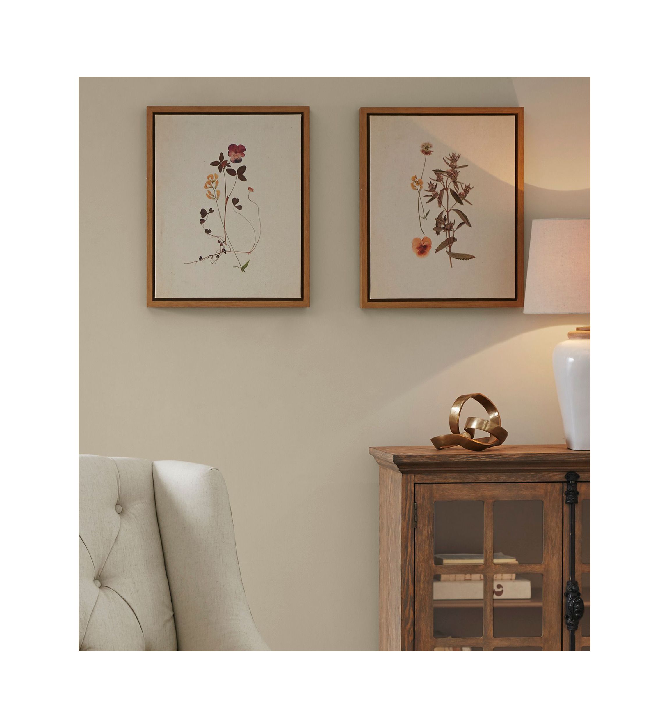 French Herbarium 2-piece Framed Canvas Wall Art Set