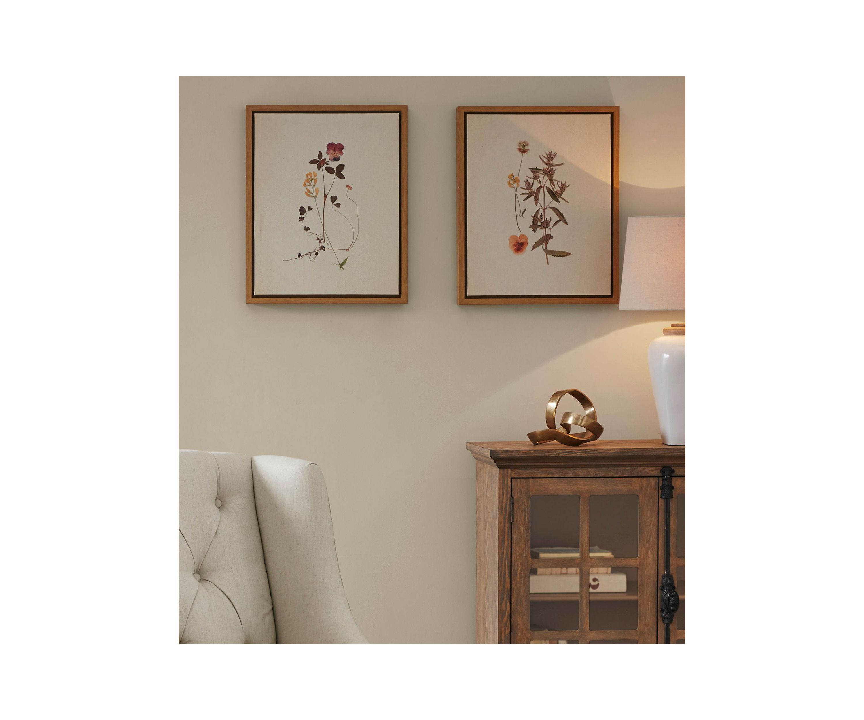 French Herbarium 2-piece Framed Canvas Wall Art Set