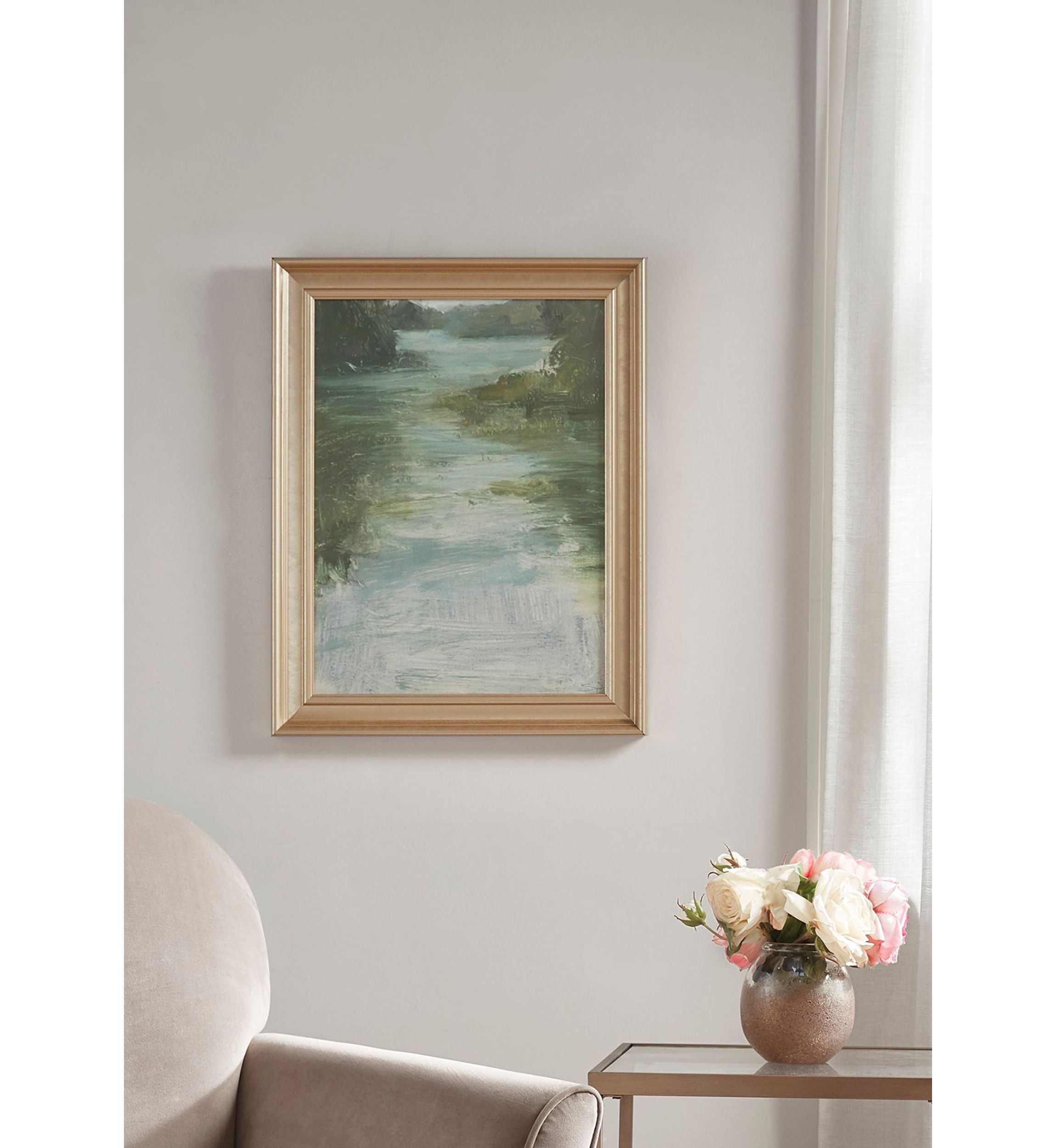 Estuary Abstract Landscape Framed Glass Wall Art