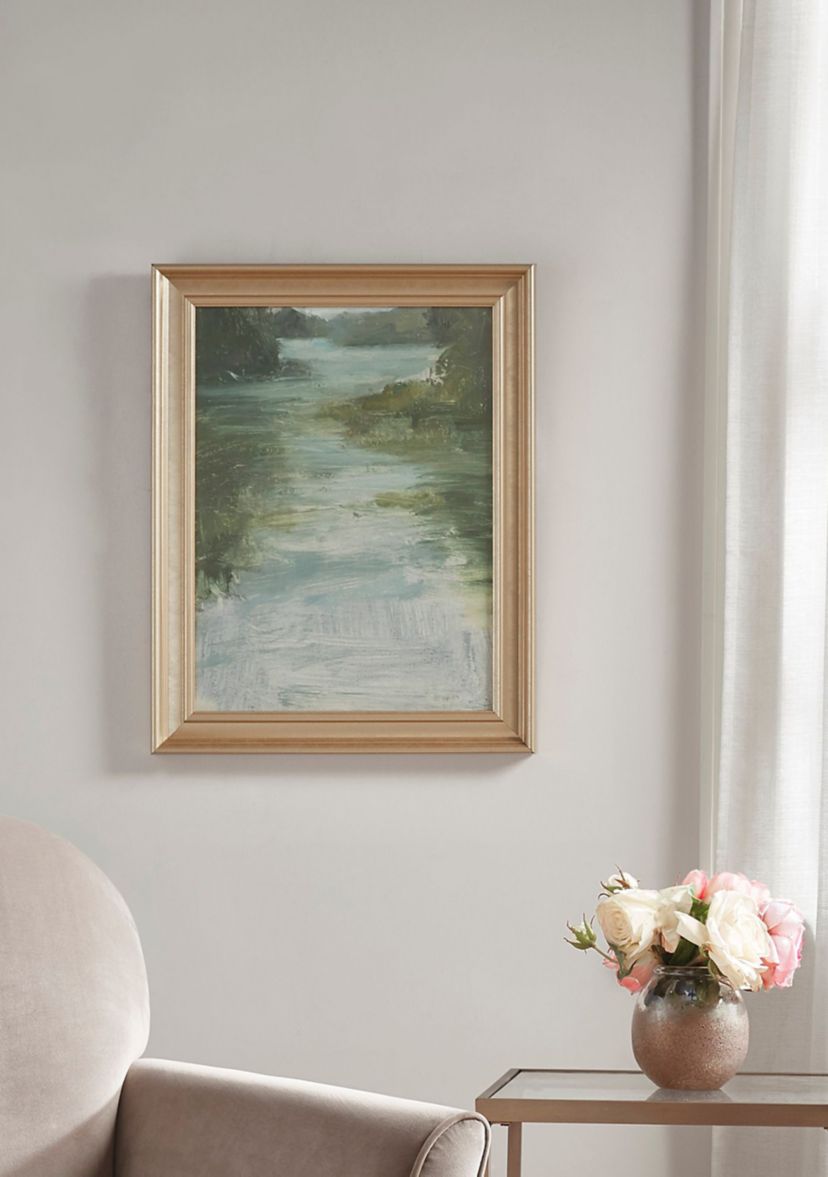 Estuary Abstract Landscape Framed Glass Wall Art