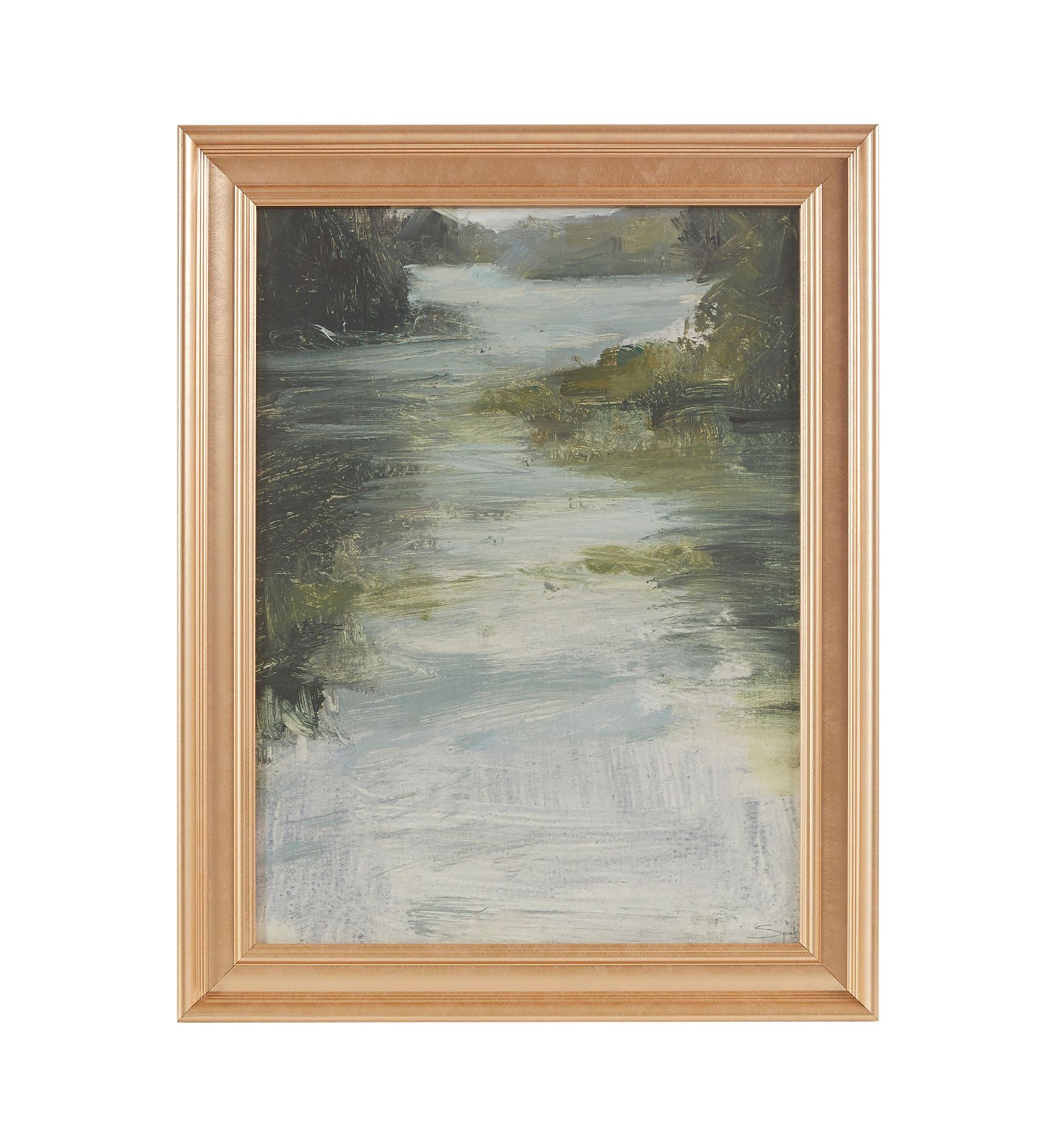 Estuary Abstract Landscape Framed Glass Wall Art