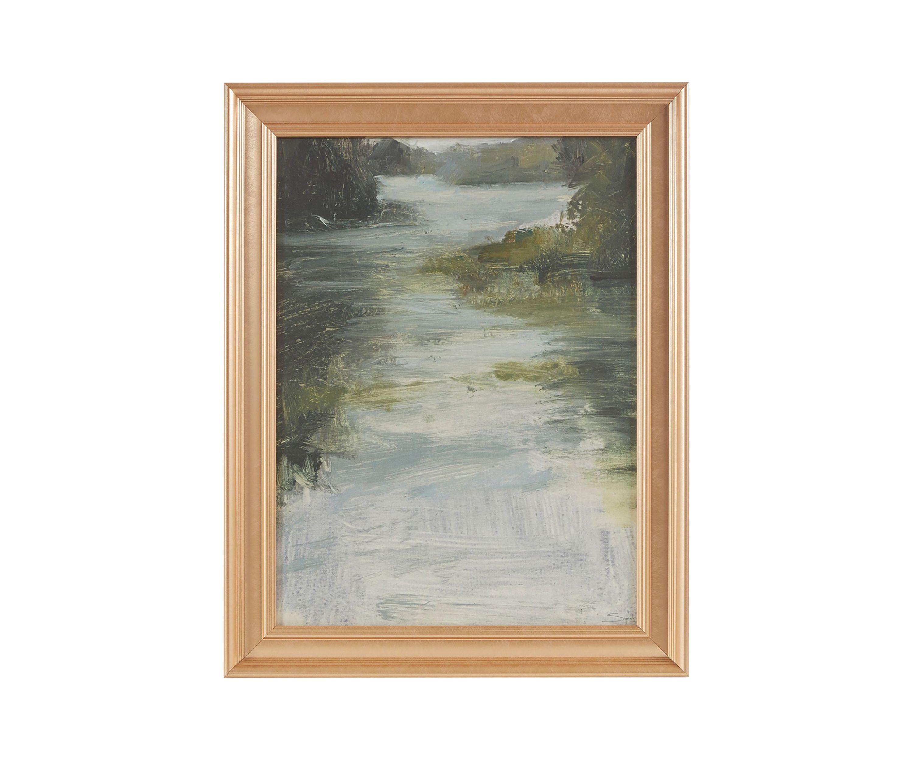 Estuary Abstract Landscape Framed Glass Wall Art